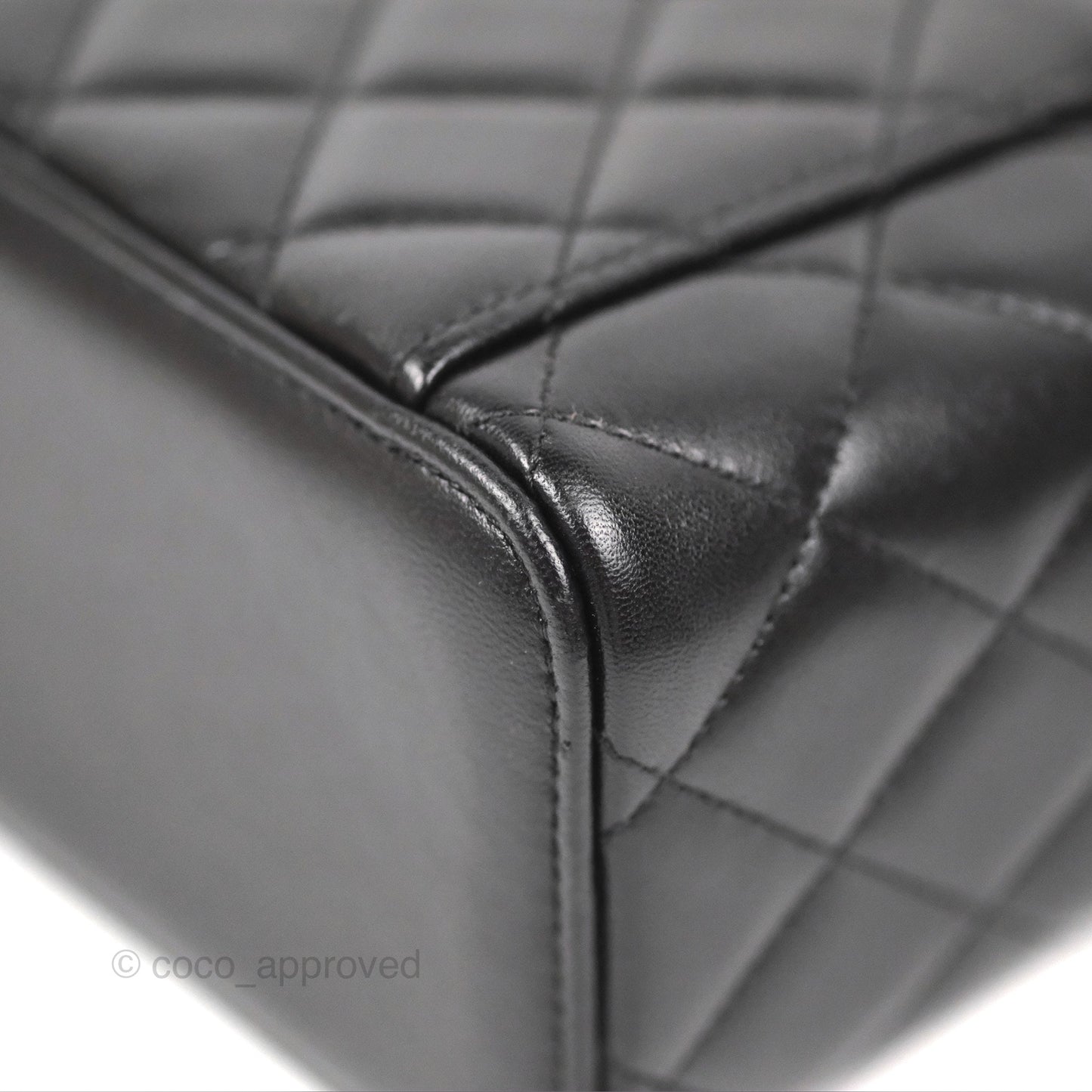 Chanel Vanity Rectangular Top Handle Black Lambskin Gold Hardware