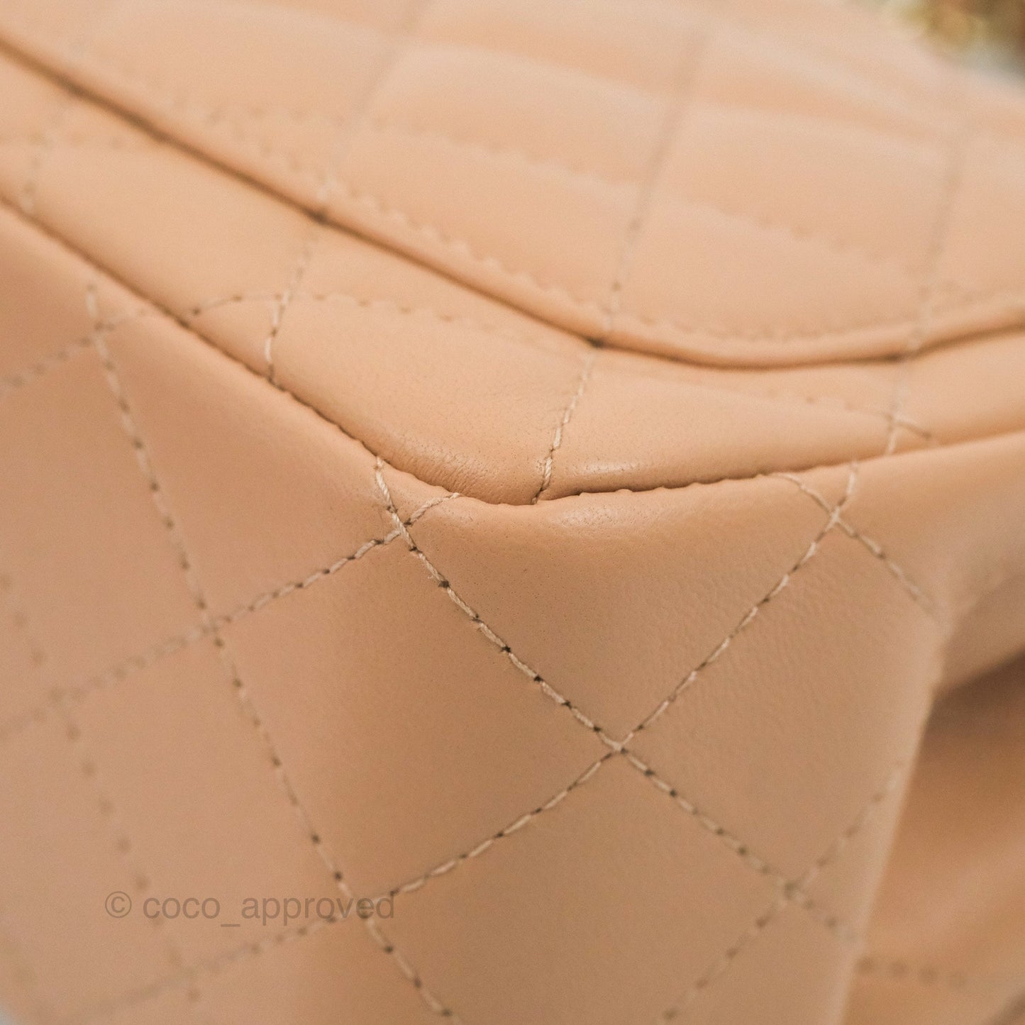 Chanel Mini Square Beige Lambskin Gold Hardware 21A