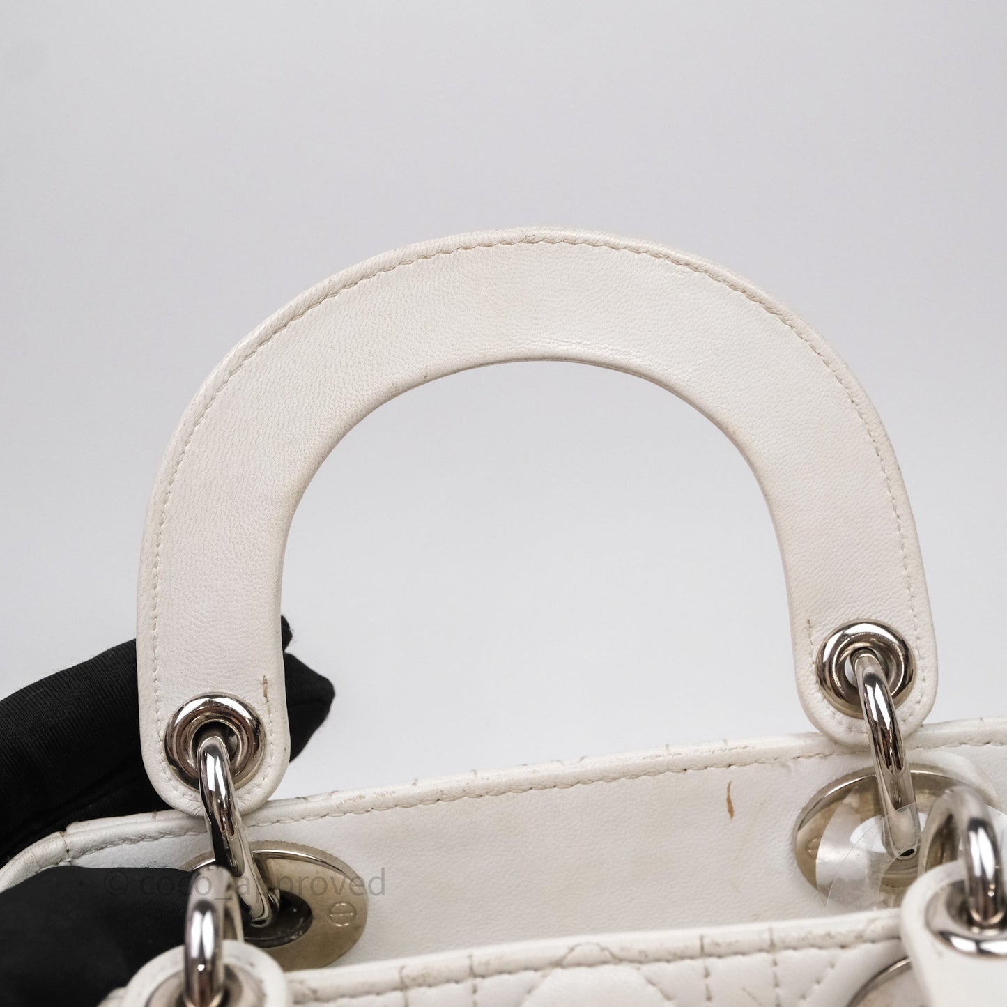 Christian Dior Cannage Mini Lady Dior White Silver Hardware