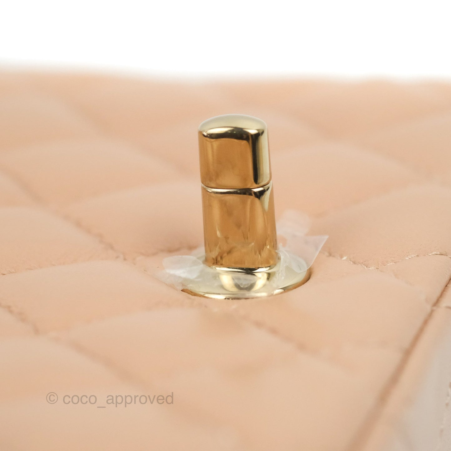 Chanel Mini Square Beige Lambskin Gold Hardware 21A