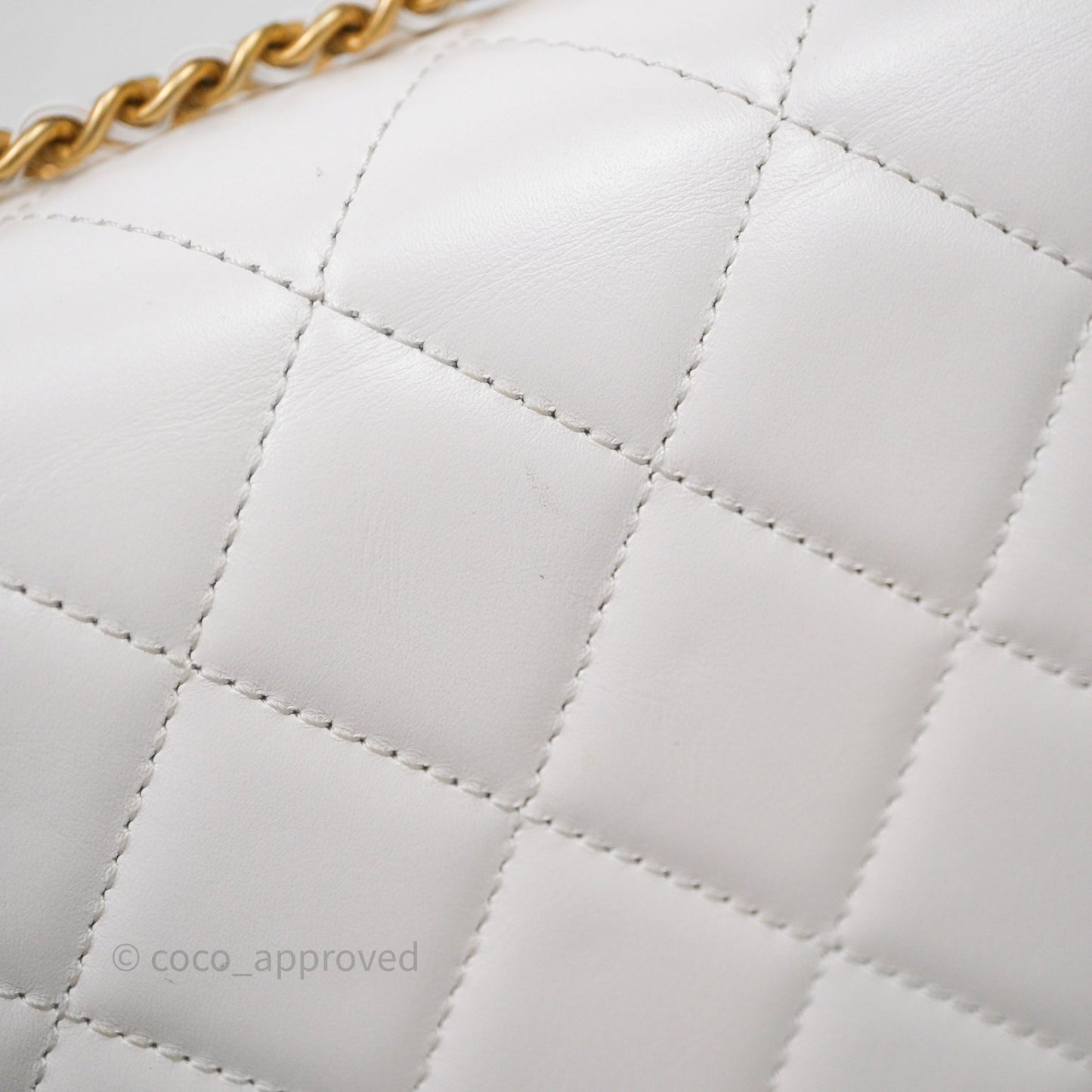 Chanel Mini Perfect Fit Adjustable Chain White Calfskin Aged Gold Hardware