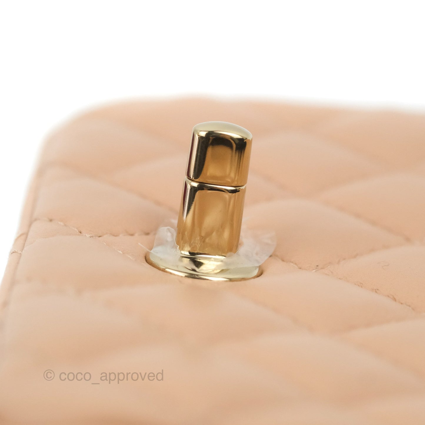 Chanel Mini Square Beige Lambskin Gold Hardware 21A