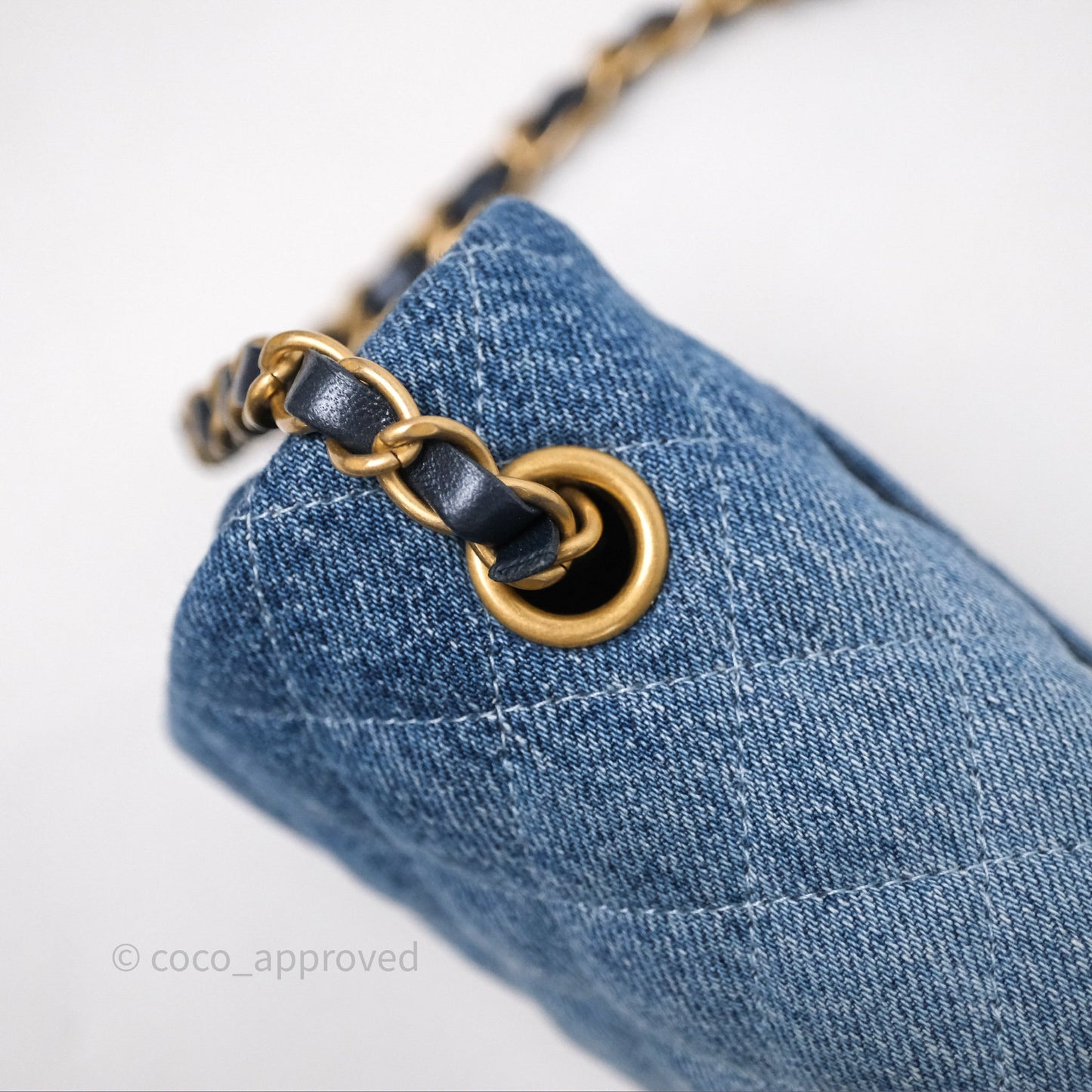 Chanel Quilted Mini Rectangular Flap Denim Aged Gold Hardware
