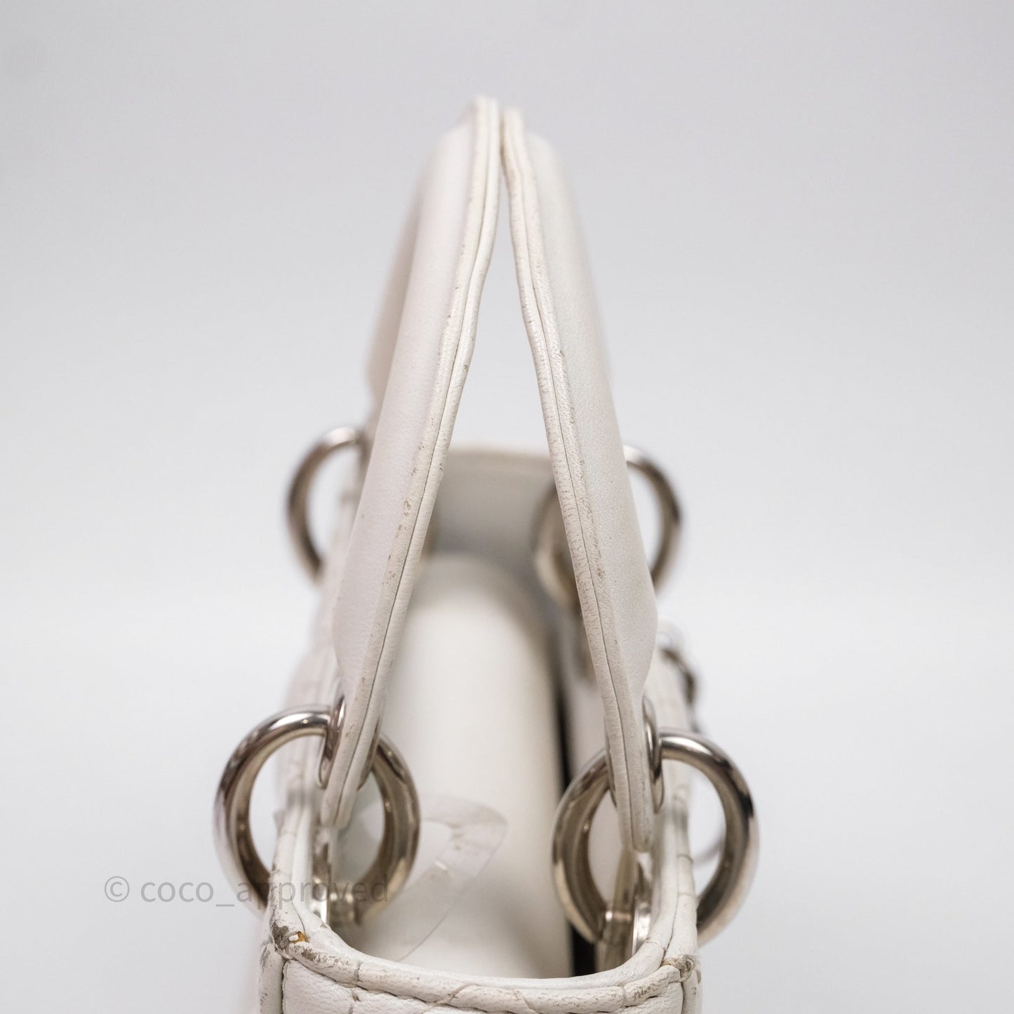 Christian Dior Cannage Mini Lady Dior White Silver Hardware