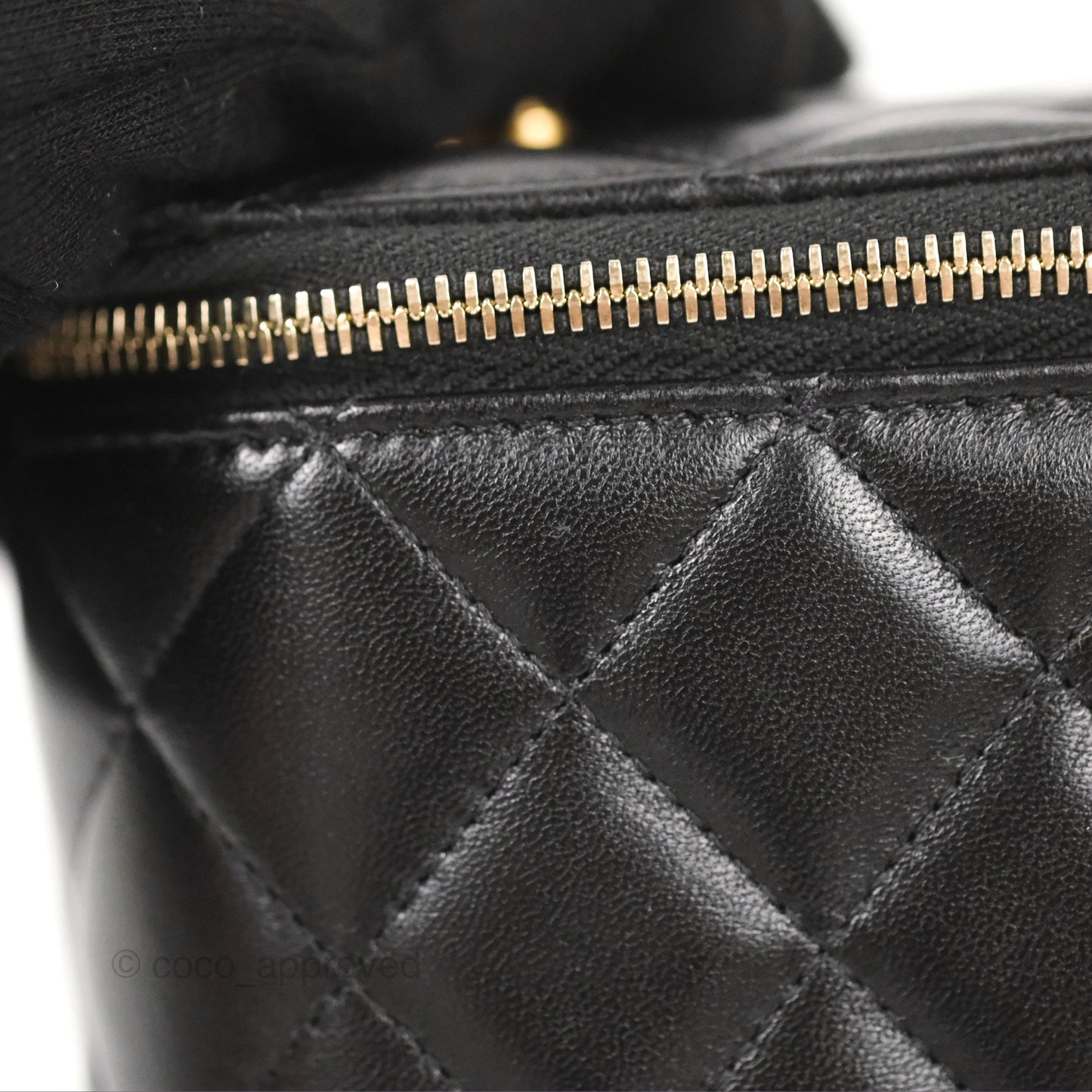 Chanel Vanity Rectangular Top Handle Black Lambskin Gold Hardware