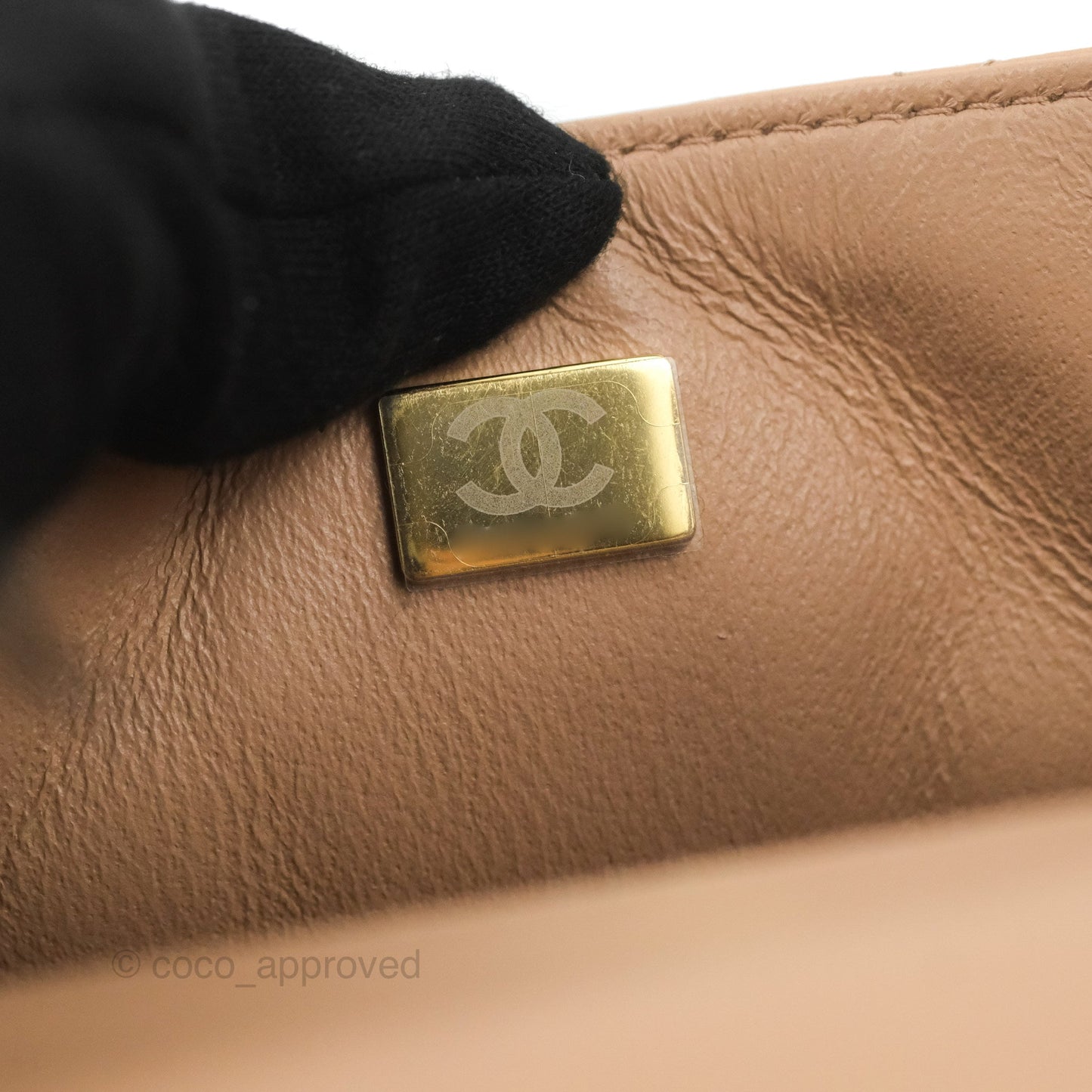 Chanel Mini Square Beige Lambskin Gold Hardware 21A
