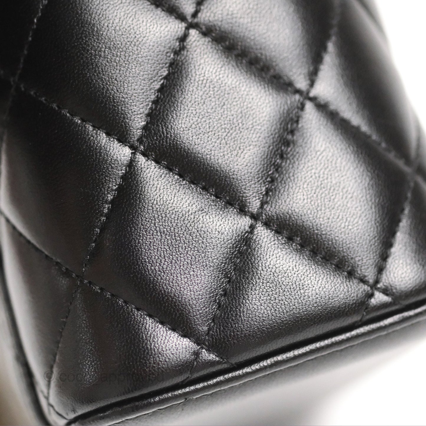 Chanel Vanity Rectangular Top Handle Black Lambskin Gold Hardware