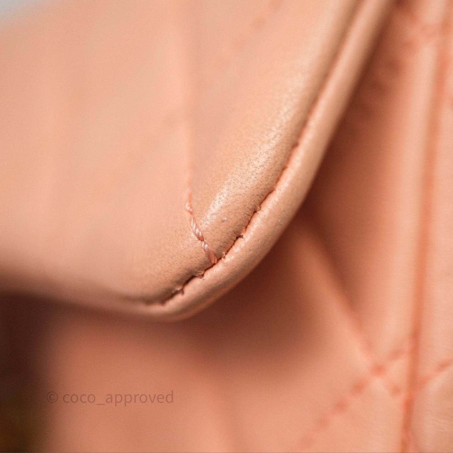 Chanel Mini Rectangular Pearl Crush Quilted Peach Lambskin Aged Gold Hardware