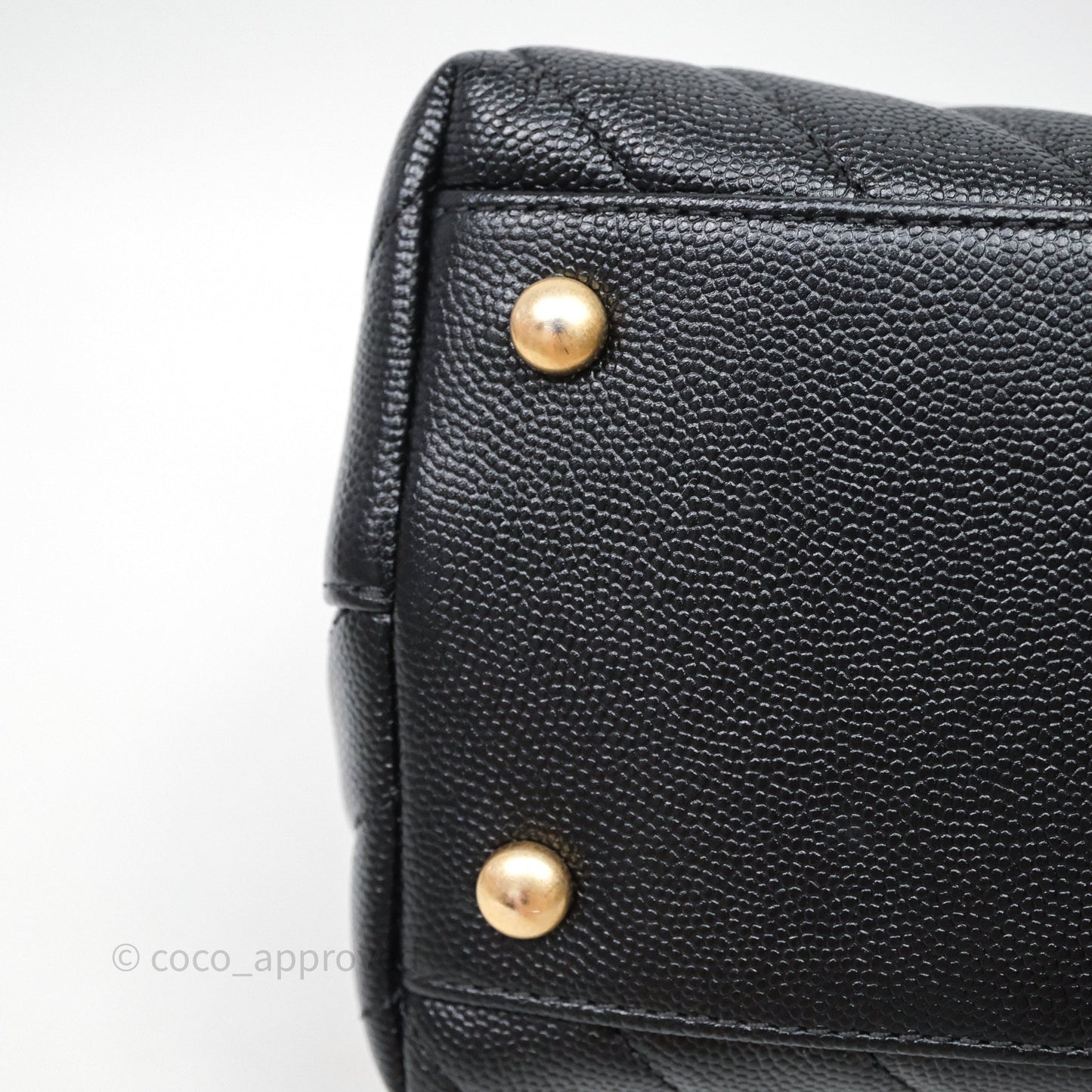Chanel Medium Quilted Coco Handle Chevron Black Caviar Aged Gold Hardware Lizard Handle