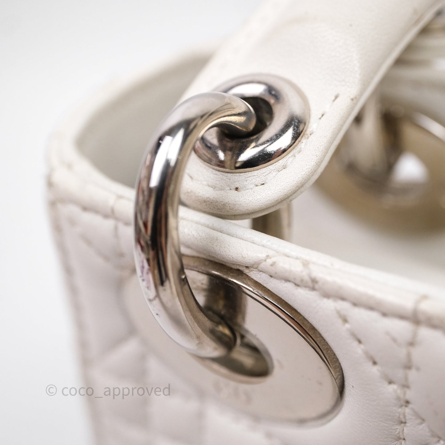 Christian Dior Cannage Mini Lady Dior White Silver Hardware