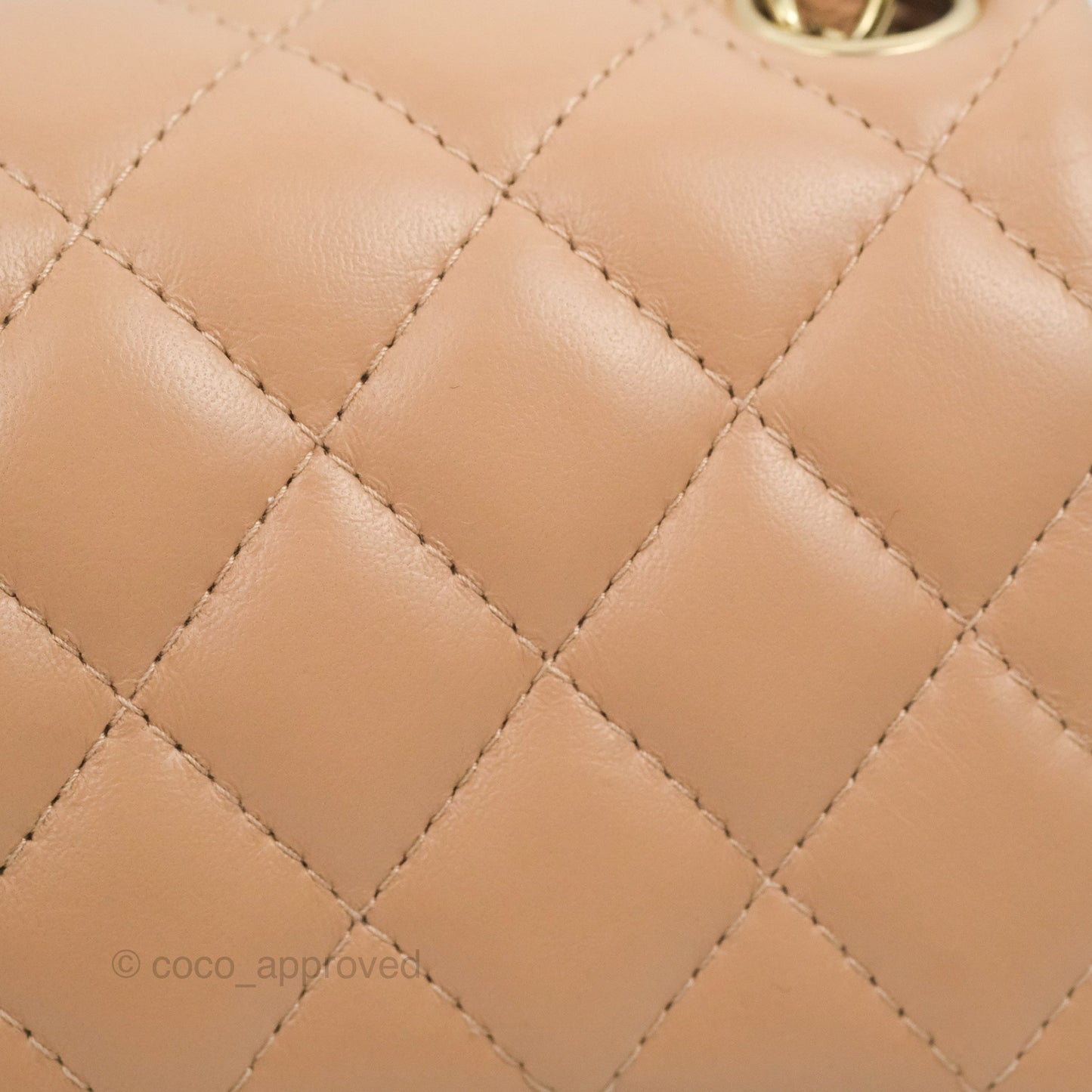 Chanel Mini Square Beige Lambskin Gold Hardware 21A