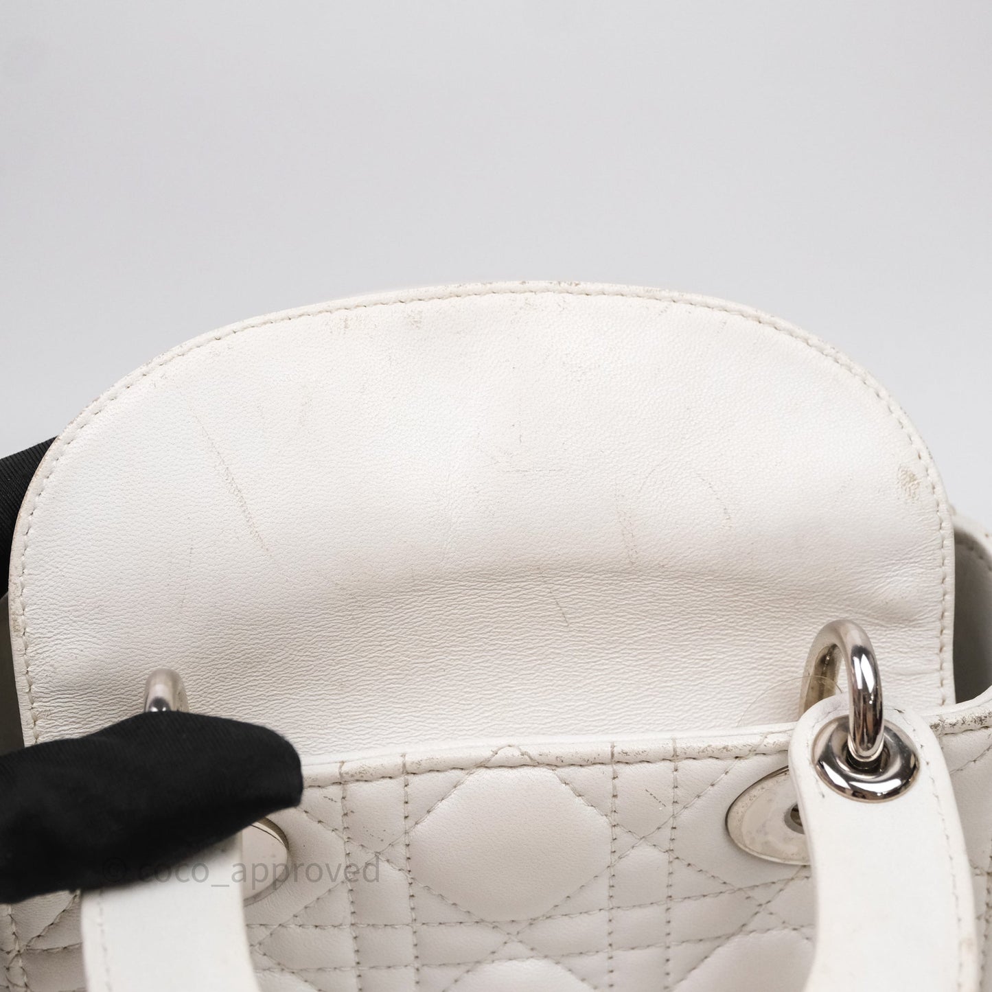 Christian Dior Cannage Mini Lady Dior White Silver Hardware