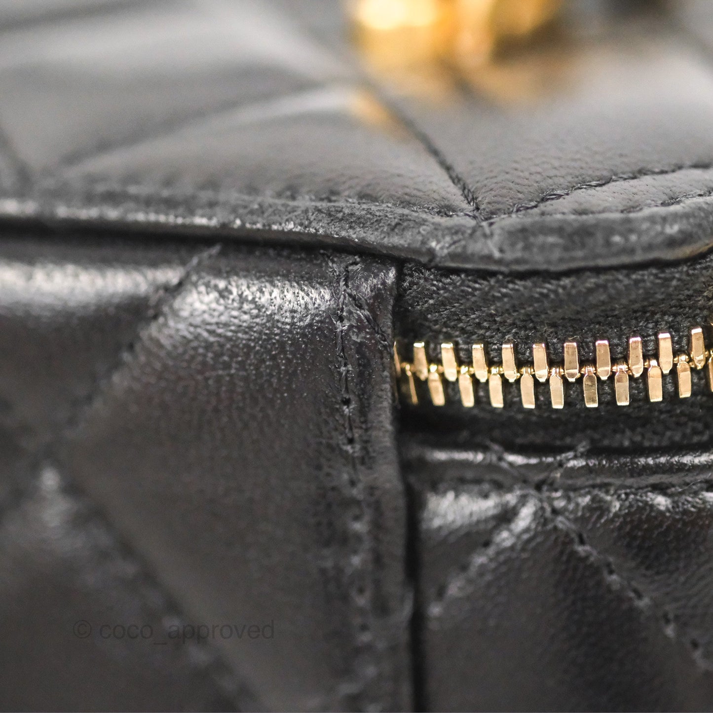 Chanel Vanity Rectangular Top Handle Black Lambskin Gold Hardware