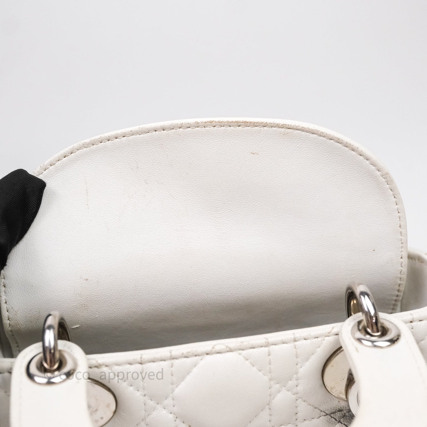 Christian Dior Cannage Mini Lady Dior White Silver Hardware