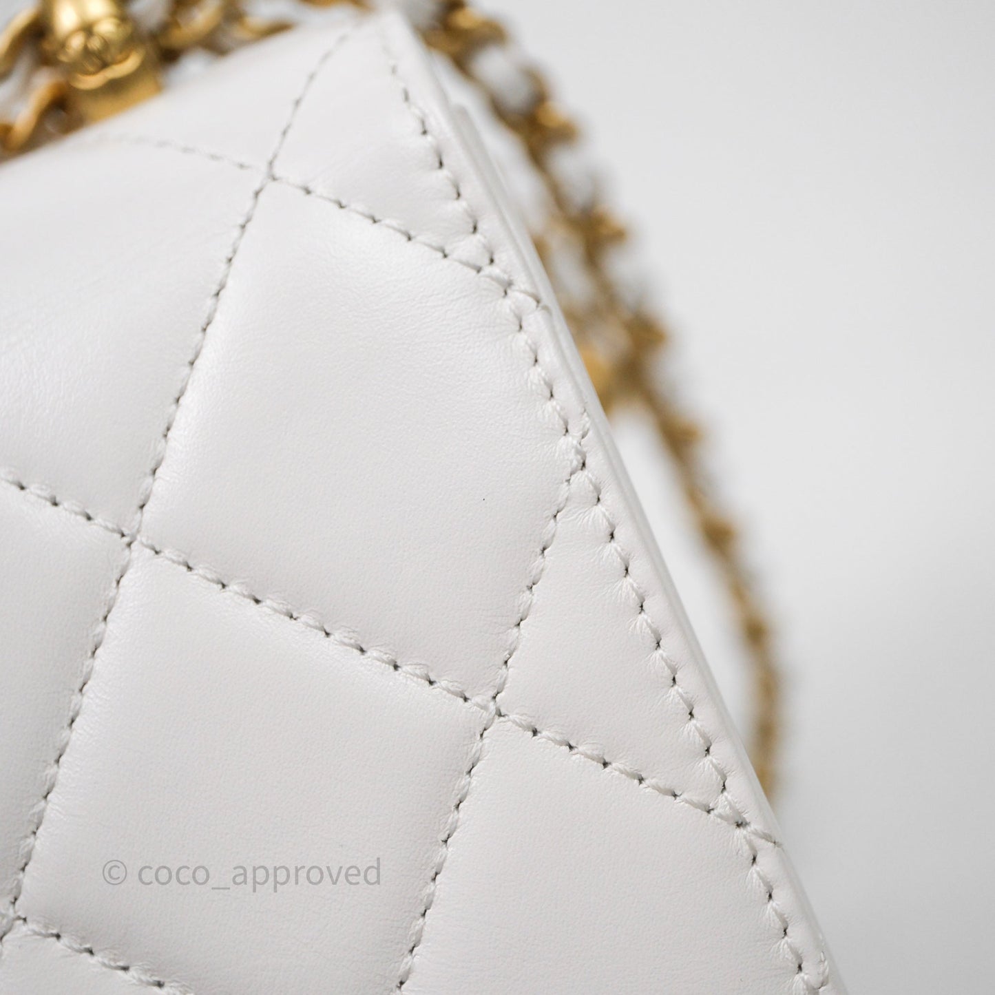 Chanel Mini Perfect Fit Adjustable Chain White Calfskin Aged Gold Hardware
