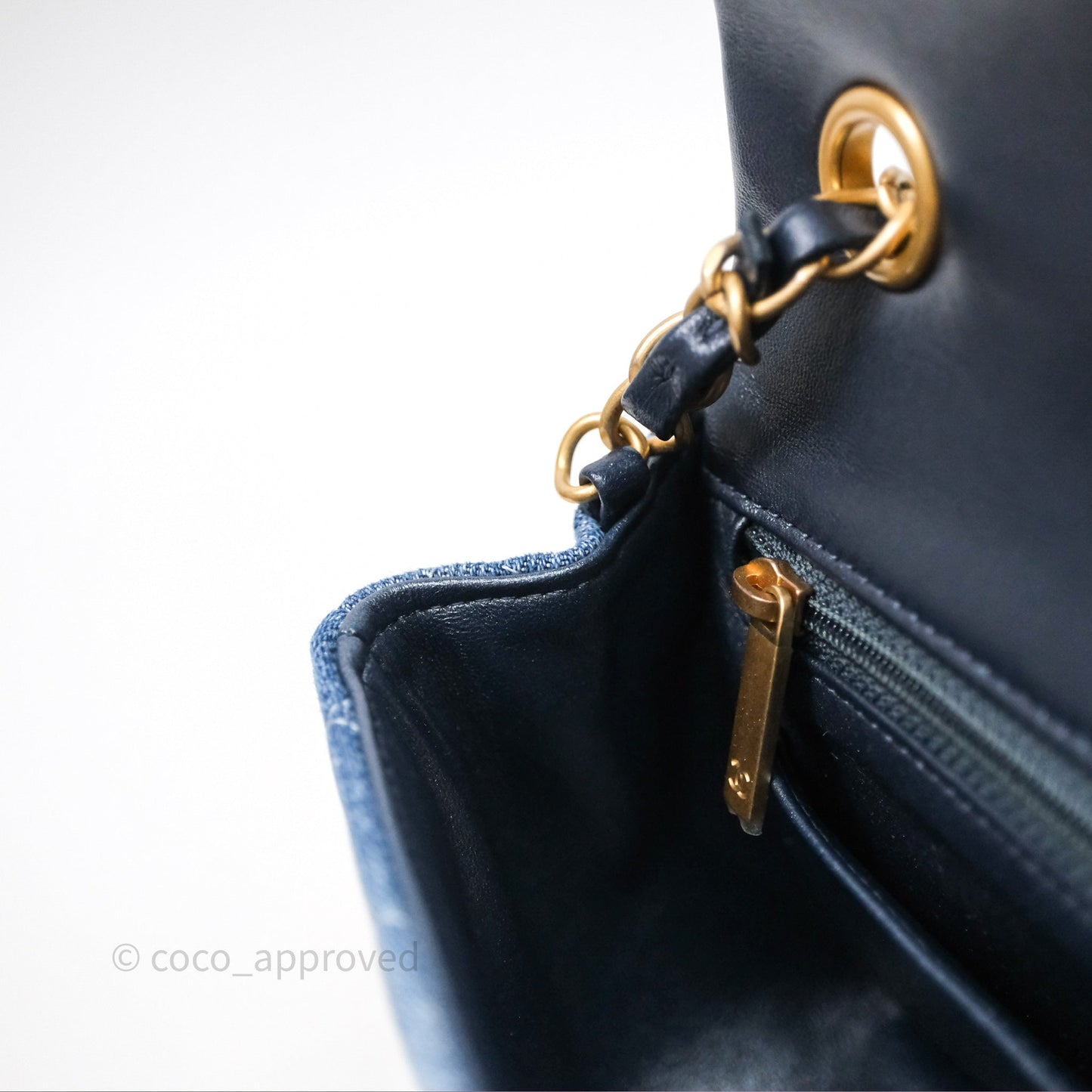 Chanel Quilted Mini Rectangular Flap Denim Aged Gold Hardware