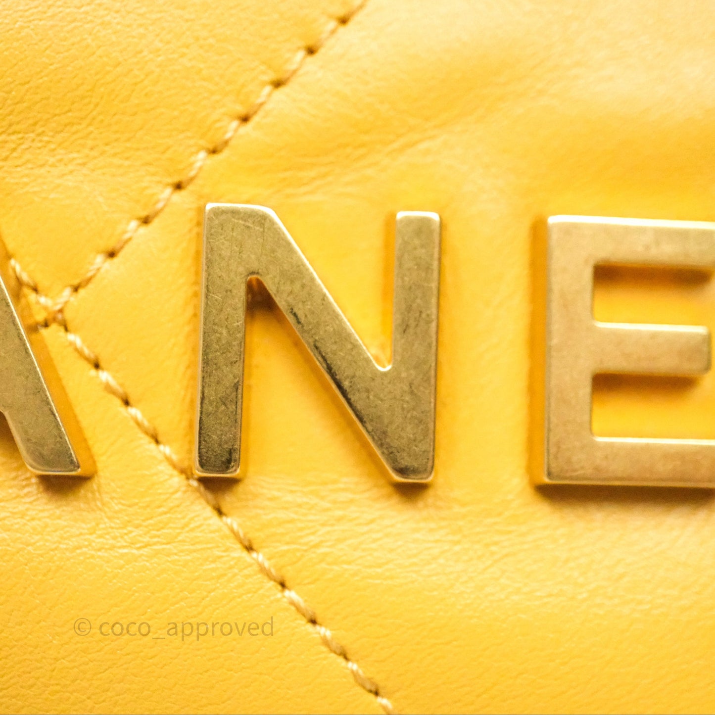 Chanel 22 Mini Bag Mustard Yellow Crumpled Calfskin Aged Gold Hardware