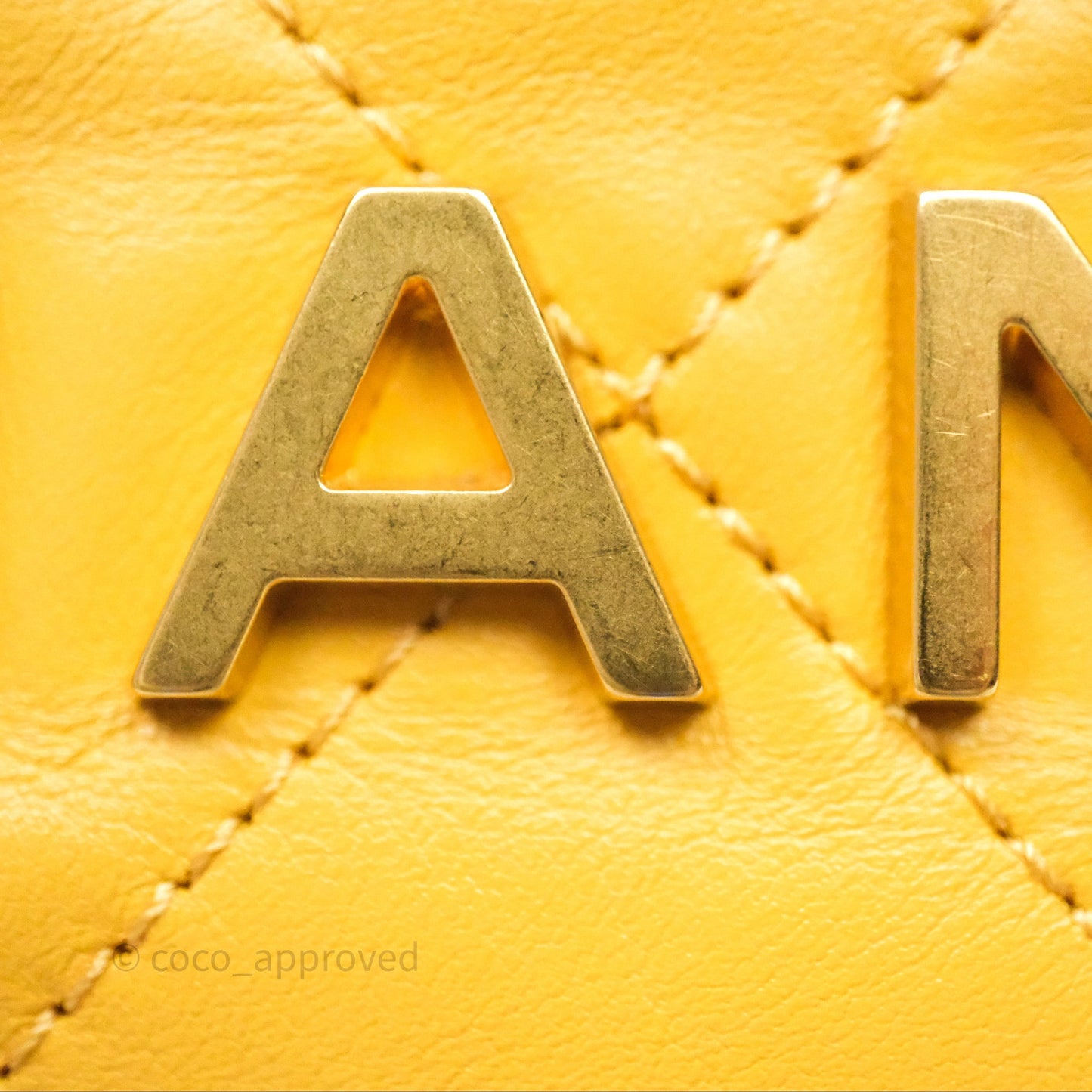 Chanel 22 Mini Bag Mustard Yellow Crumpled Calfskin Aged Gold Hardware