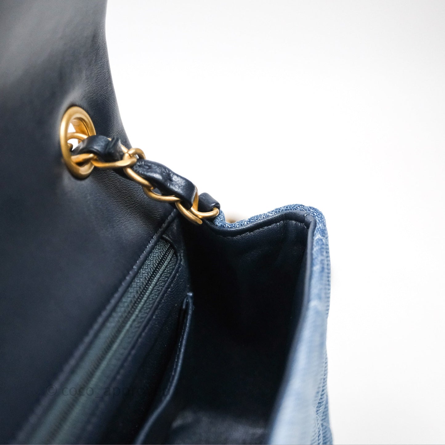 Chanel Quilted Mini Rectangular Flap Denim Aged Gold Hardware