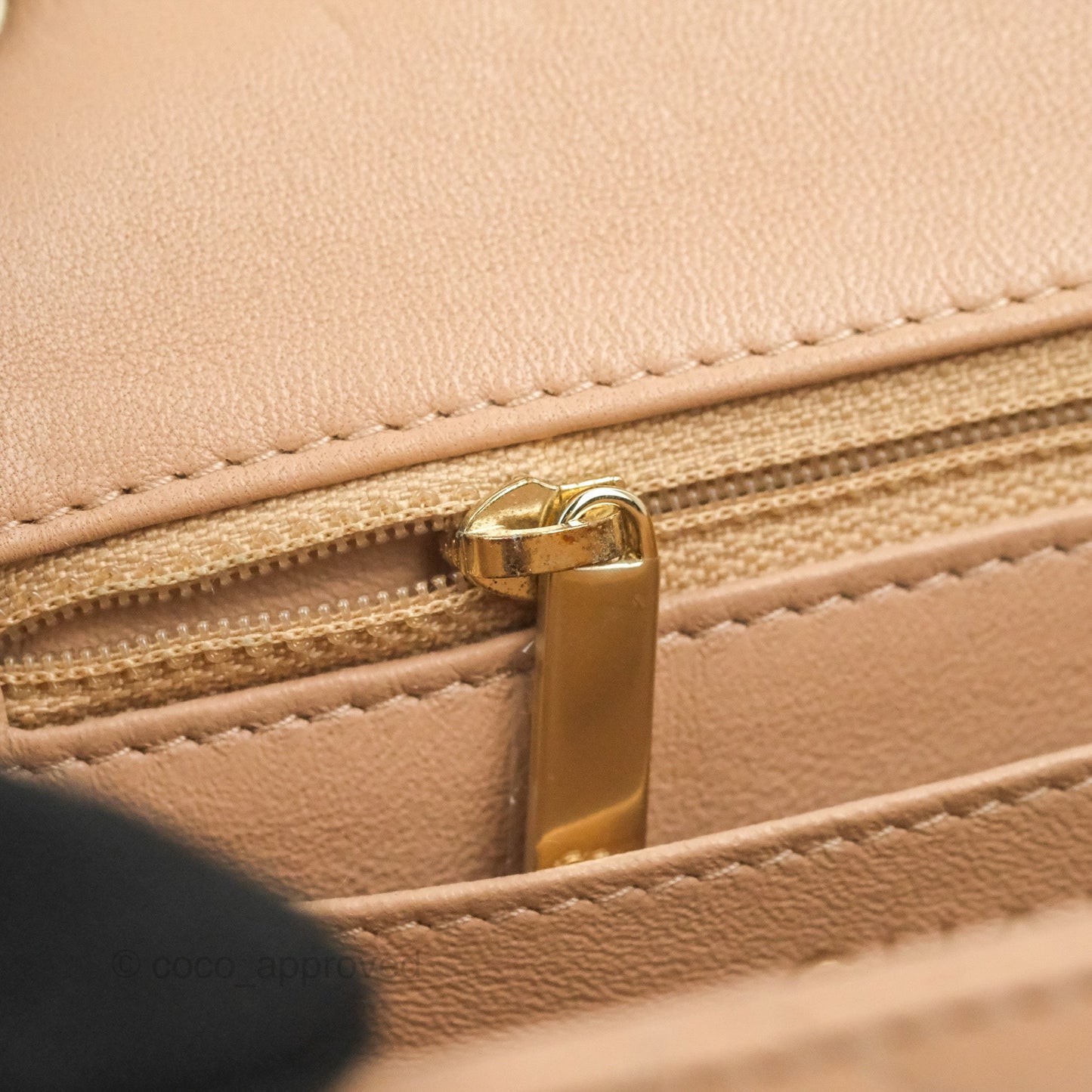 Chanel Mini Square Beige Lambskin Gold Hardware 21A