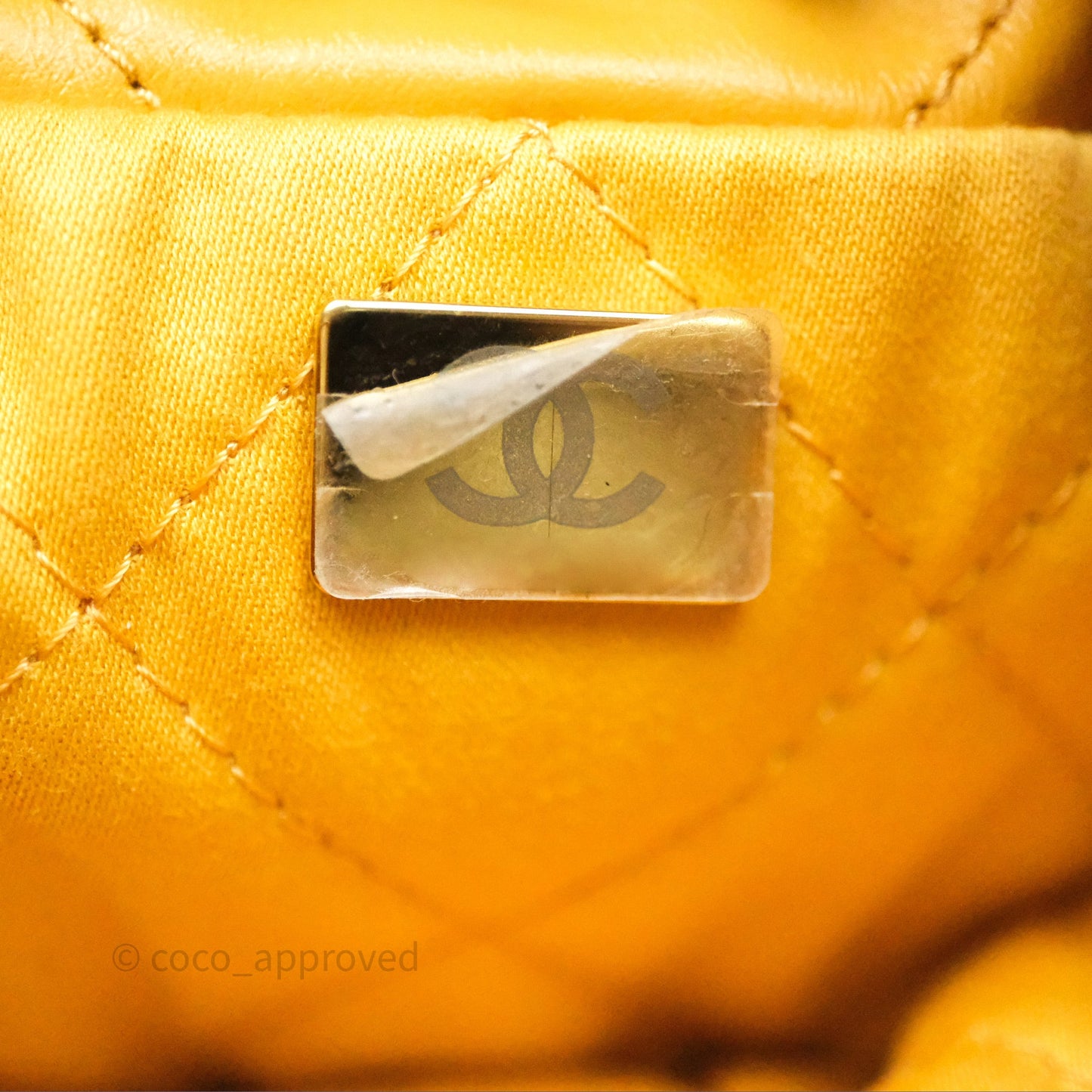 Chanel 22 Mini Bag Mustard Yellow Crumpled Calfskin Aged Gold Hardware