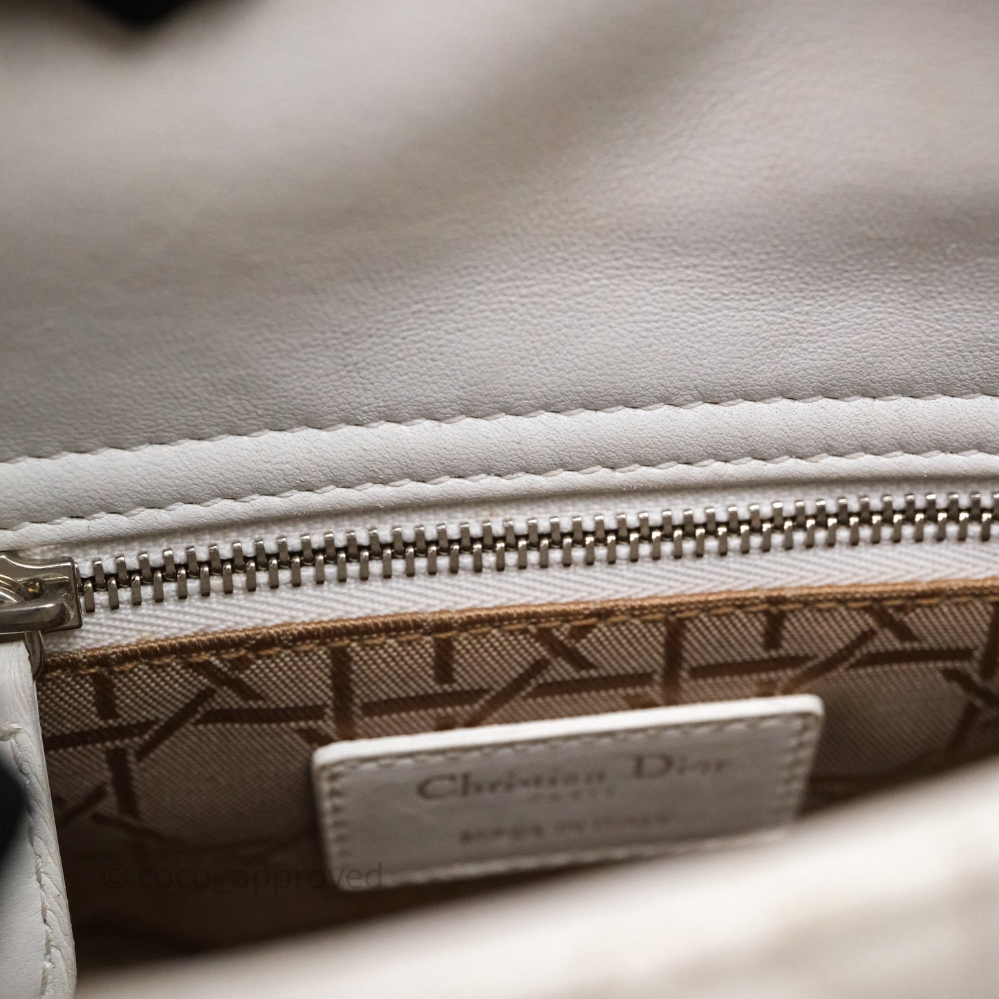Christian Dior Cannage Mini Lady Dior White Silver Hardware