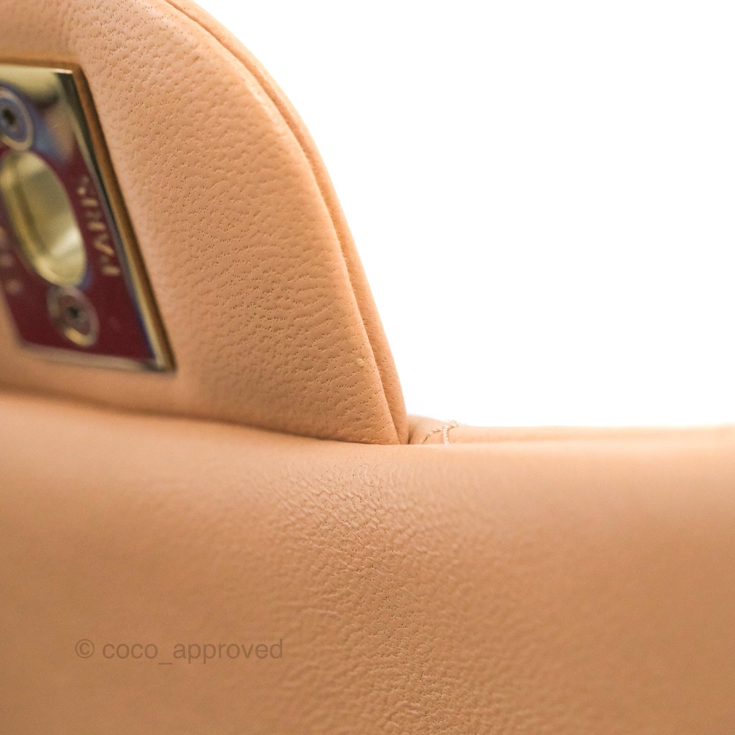 Chanel Mini Square Beige Lambskin Gold Hardware 21A