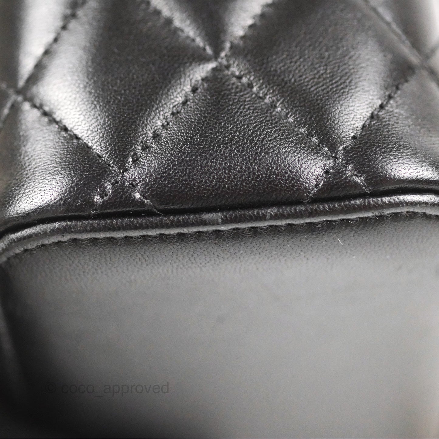Chanel Vanity Rectangular Top Handle Black Lambskin Gold Hardware