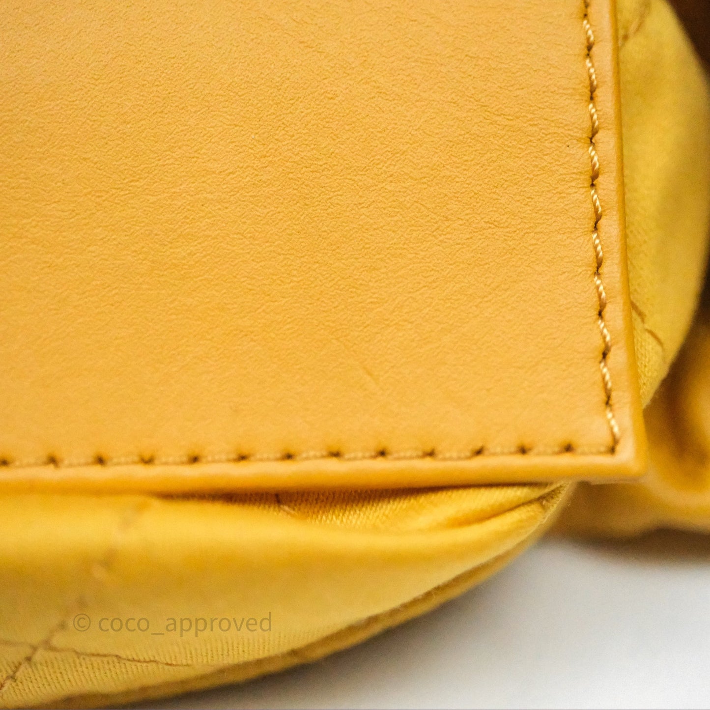Chanel 22 Mini Bag Mustard Yellow Crumpled Calfskin Aged Gold Hardware