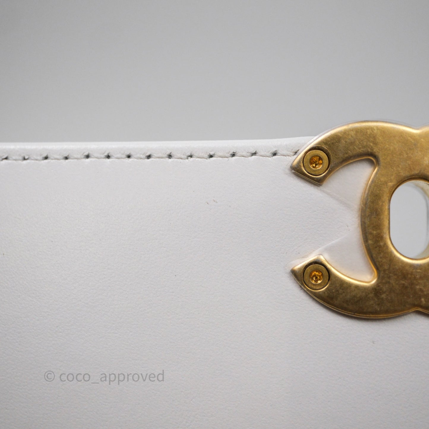 Chanel Mini Perfect Fit Adjustable Chain White Calfskin Aged Gold Hardware