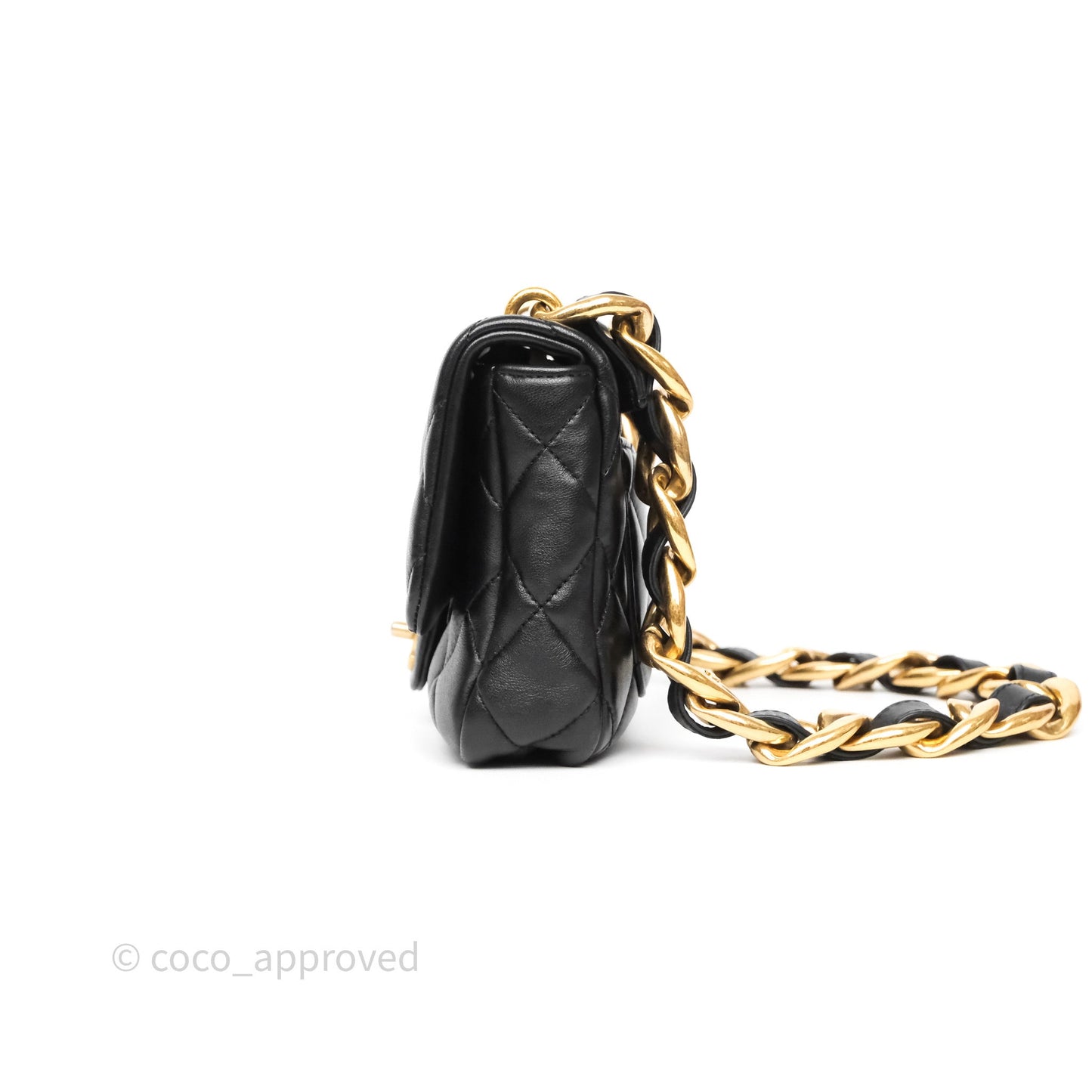 Chanel Small CC Funky Town Flap Quilted Black Lambskin Aged Gold Hardware