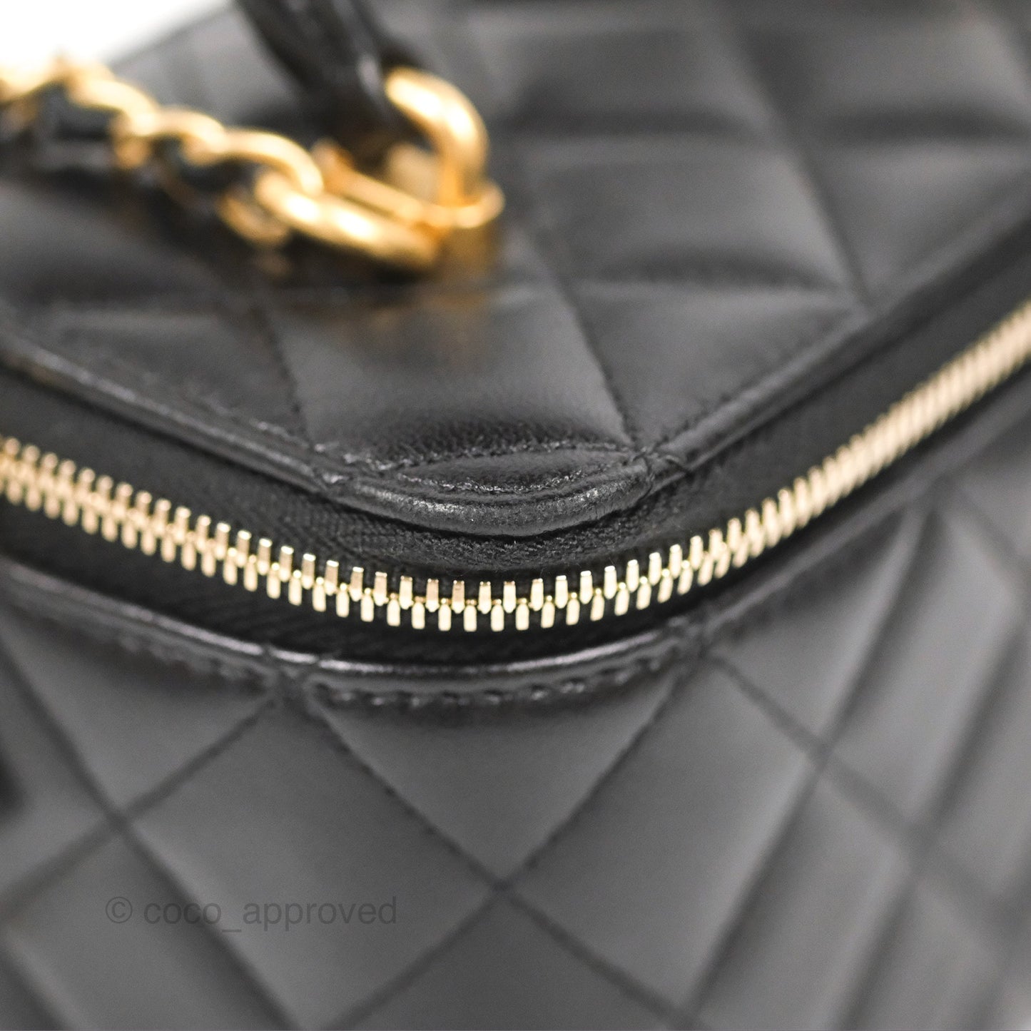 Chanel Vanity Rectangular Top Handle Black Lambskin Gold Hardware