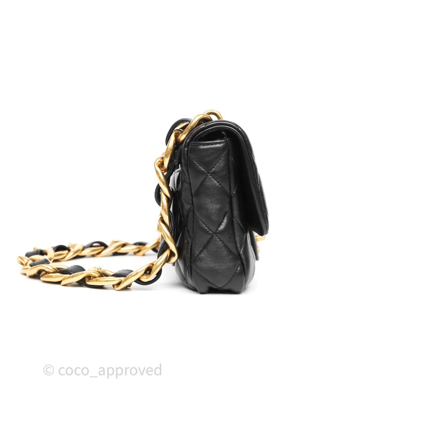 Chanel Small CC Funky Town Flap Quilted Black Lambskin Aged Gold Hardware