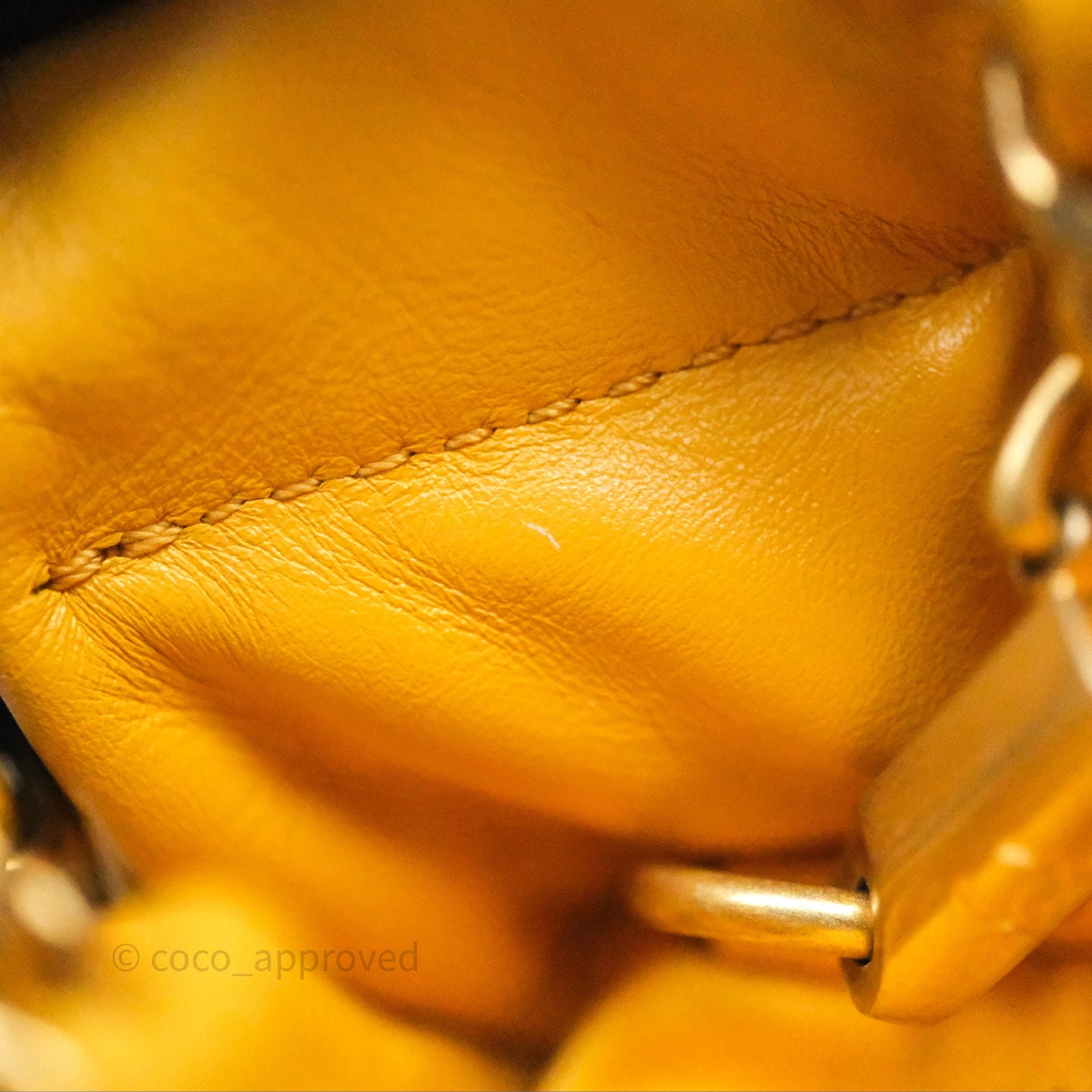Chanel 22 Mini Bag Mustard Yellow Crumpled Calfskin Aged Gold Hardware