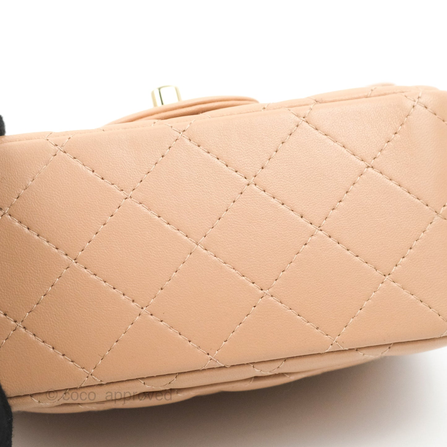 Chanel Mini Square Beige Lambskin Gold Hardware 21A