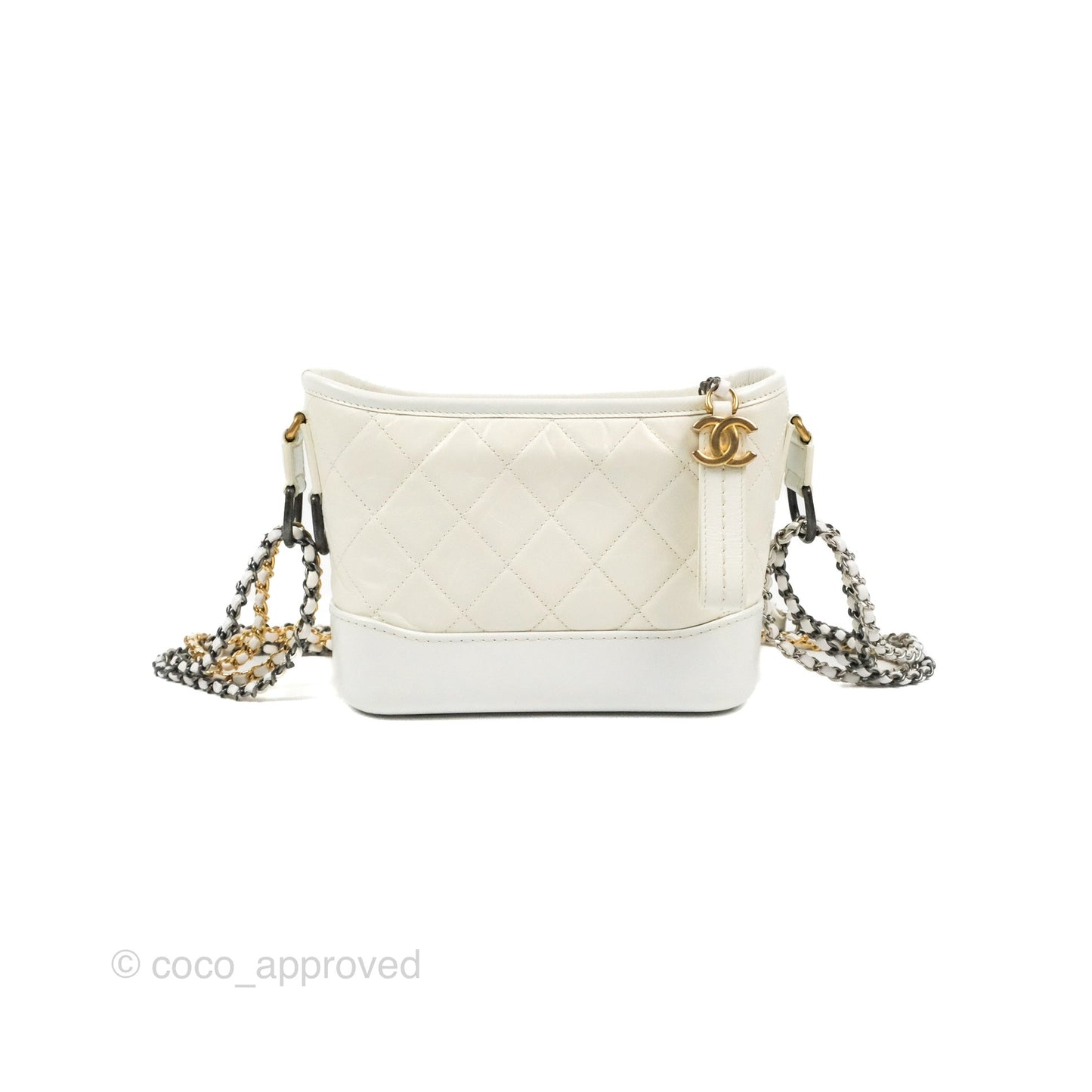 Chanel Quilted Small Gabrielle Hobo White Aged Calfskin Mixed Hardware
