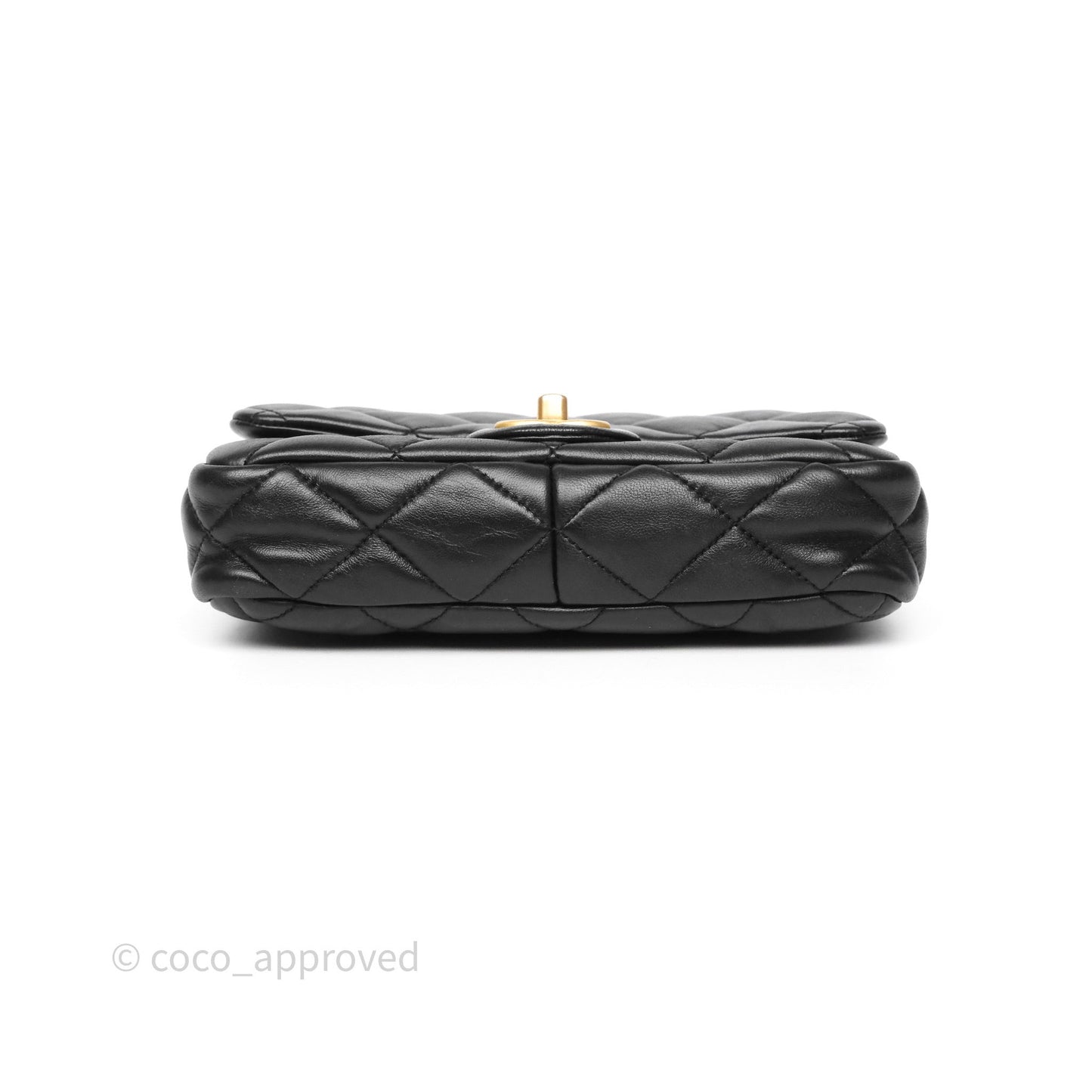 Chanel Small CC Funky Town Flap Quilted Black Lambskin Aged Gold Hardware