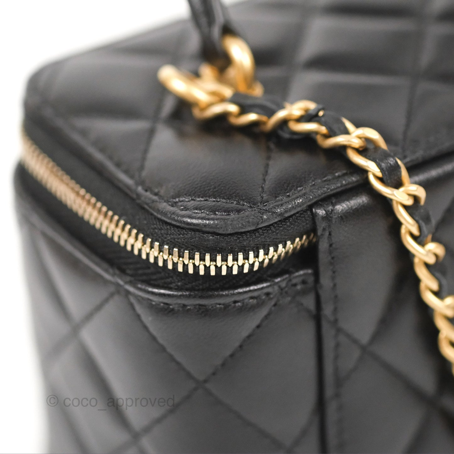 Chanel Vanity Rectangular Top Handle Black Lambskin Gold Hardware