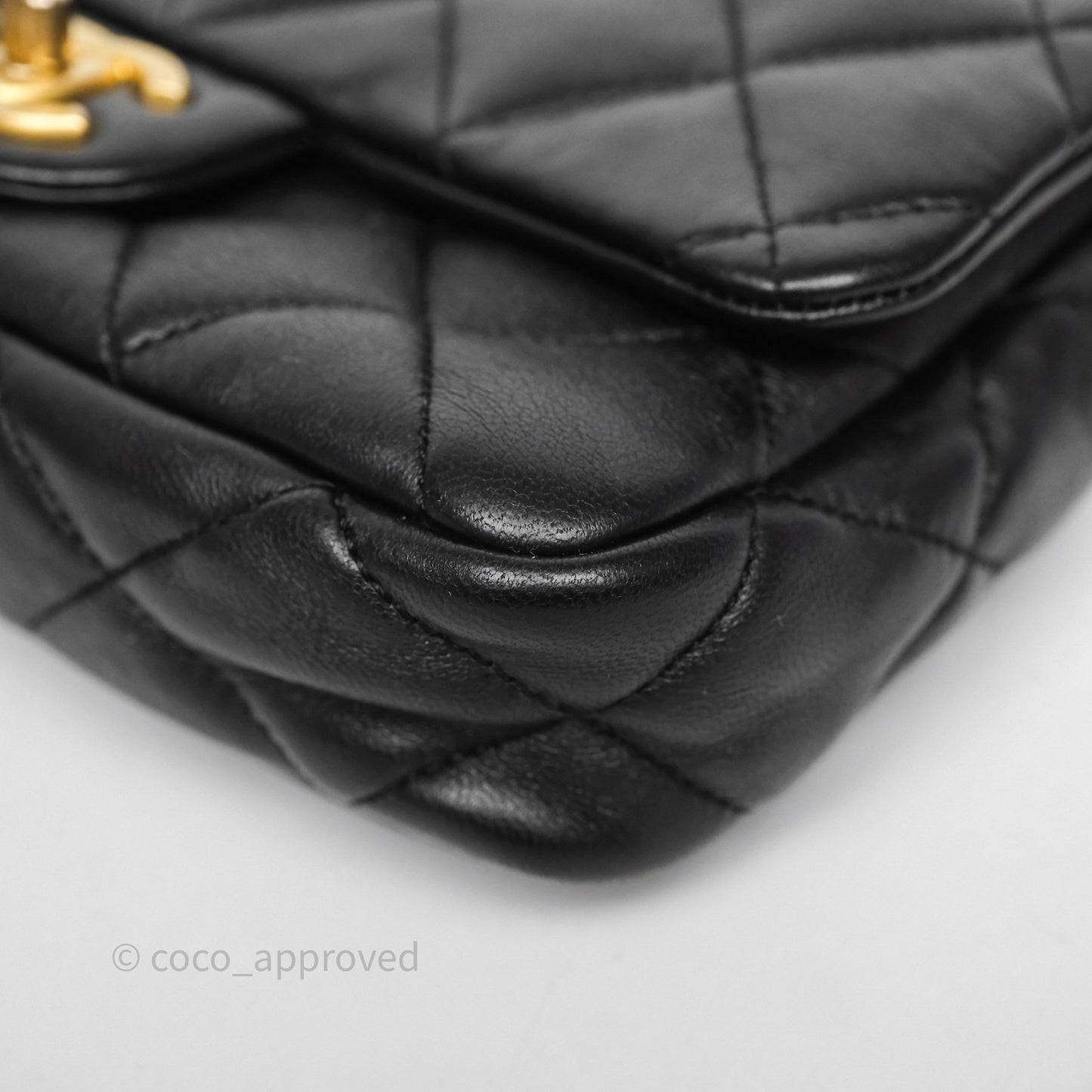 Chanel Small CC Funky Town Flap Quilted Black Lambskin Aged Gold Hardware