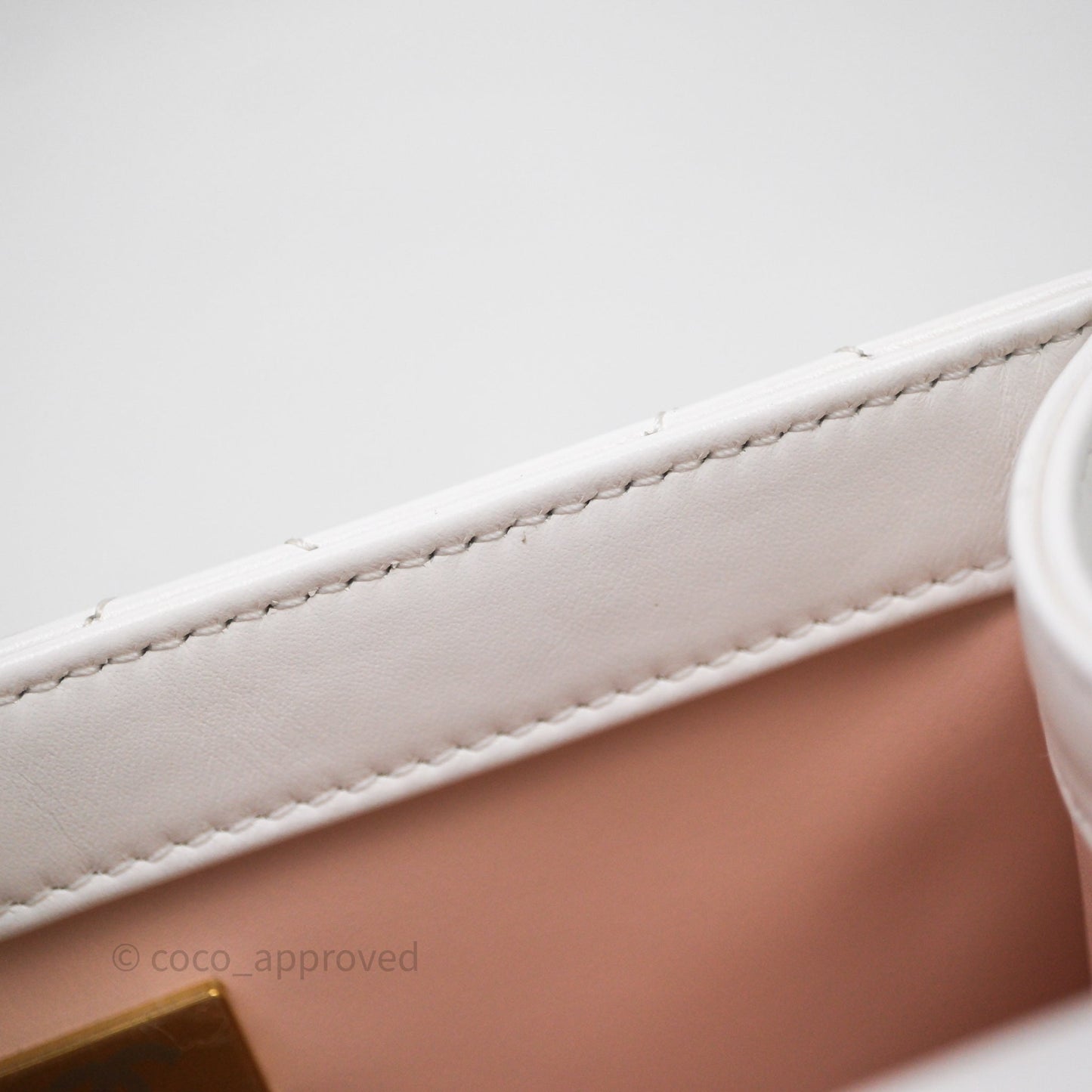 Chanel Mini Perfect Fit Adjustable Chain White Calfskin Aged Gold Hardware