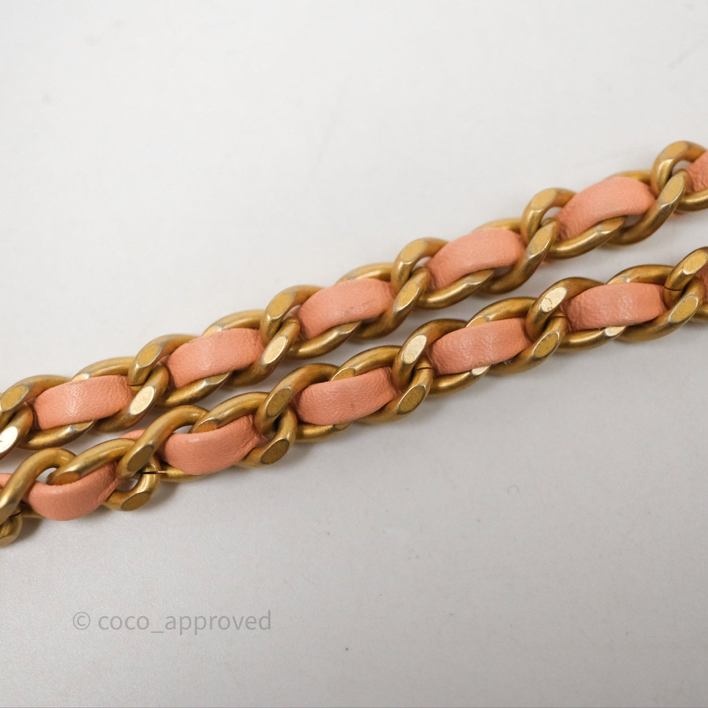 Chanel Mini Rectangular Pearl Crush Quilted Peach Lambskin Aged Gold Hardware
