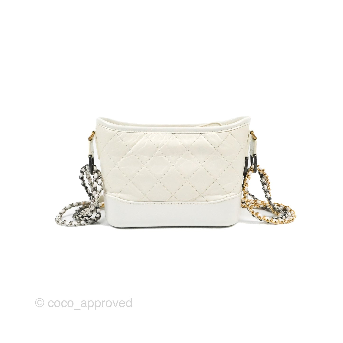 Chanel Quilted Small Gabrielle Hobo White Aged Calfskin Mixed Hardware