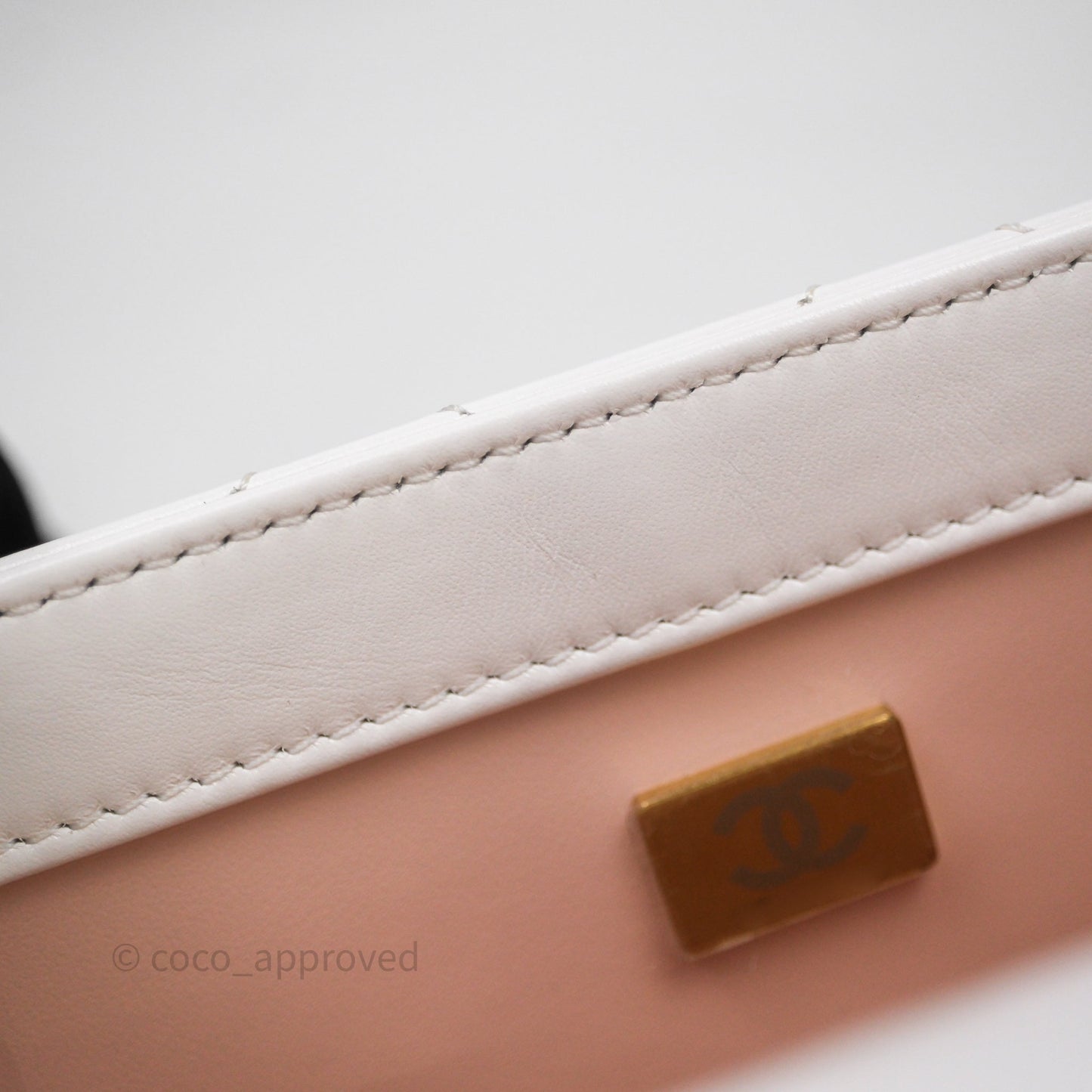 Chanel Mini Perfect Fit Adjustable Chain White Calfskin Aged Gold Hardware