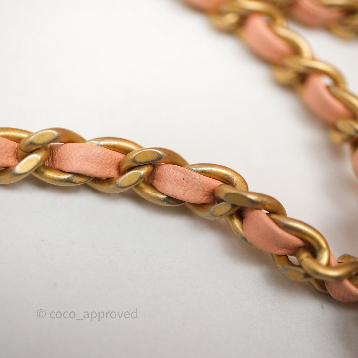 Chanel Mini Rectangular Pearl Crush Quilted Peach Lambskin Aged Gold Hardware