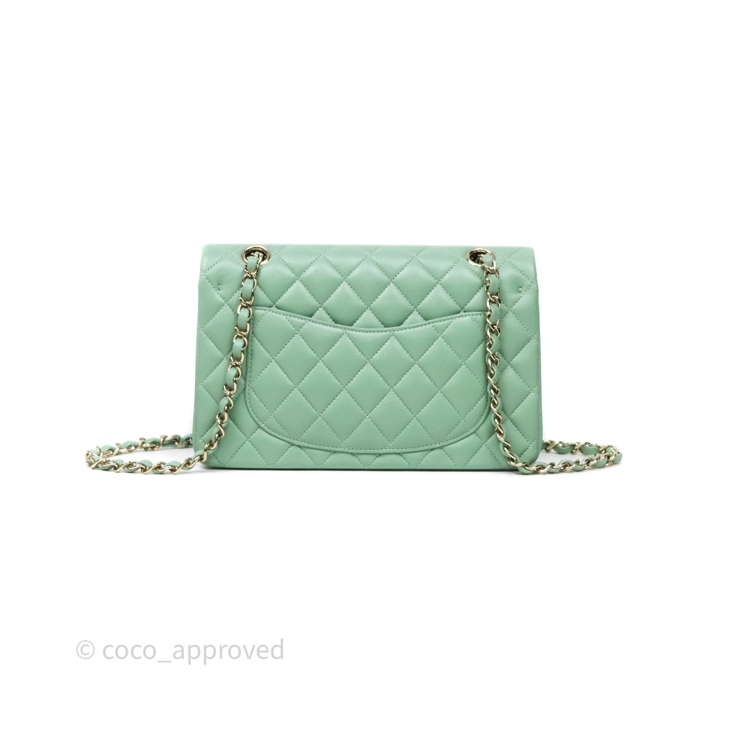 Chanel Small Classic Flap Quilted Mint Green Lambskin Gold Hardware