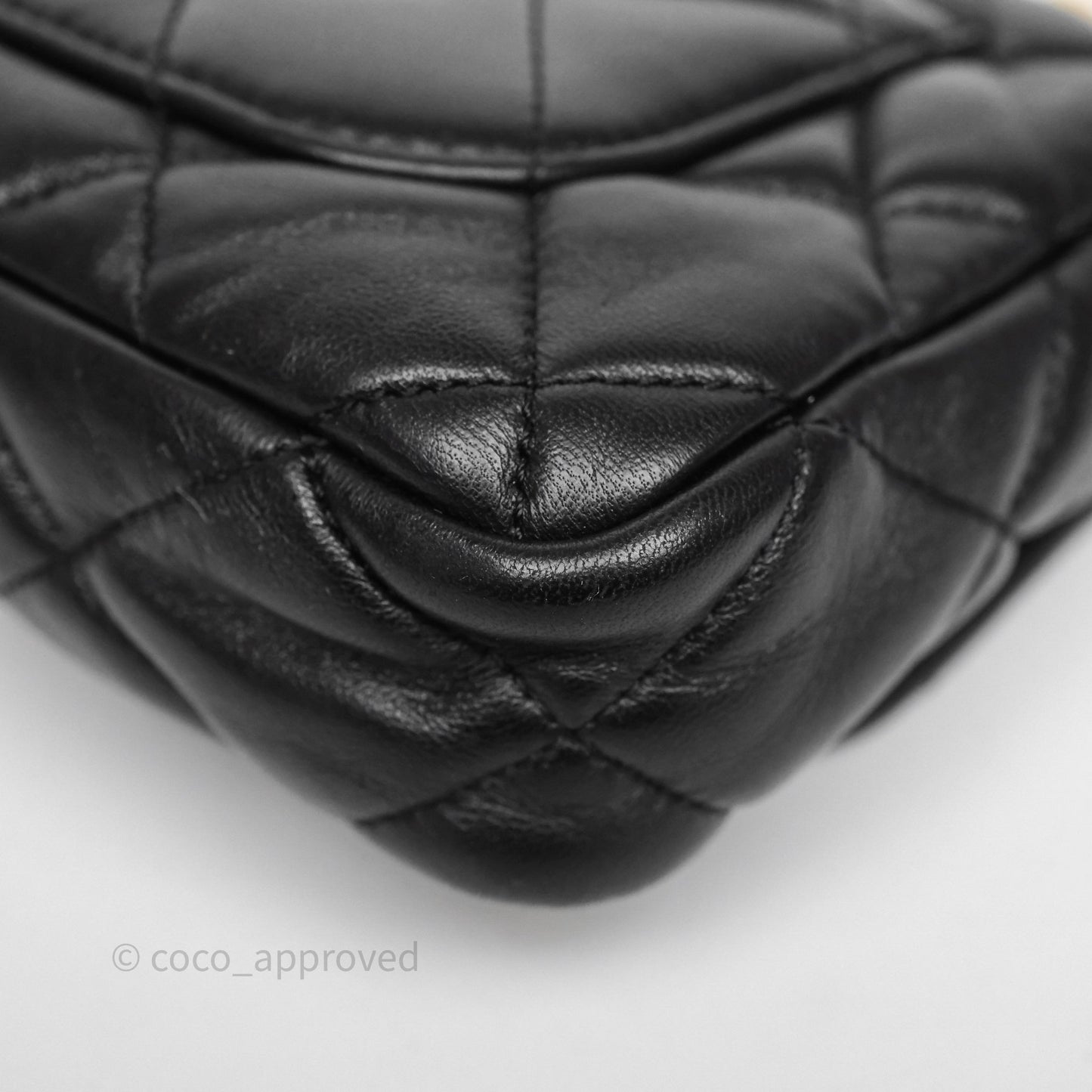 Chanel Small CC Funky Town Flap Quilted Black Lambskin Aged Gold Hardware