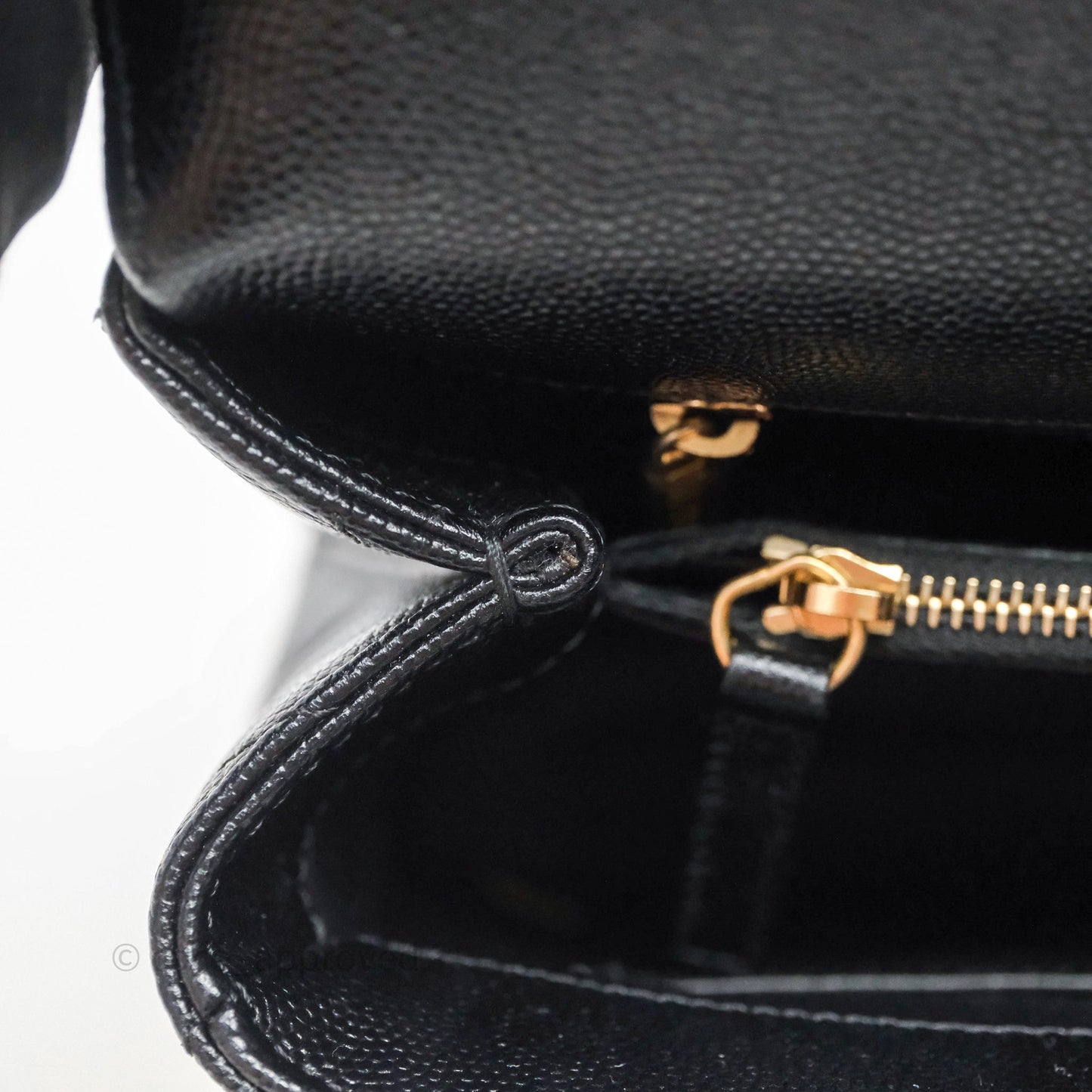 Chanel Medium Quilted Coco Handle Chevron Black Caviar Aged Gold Hardware Lizard Handle