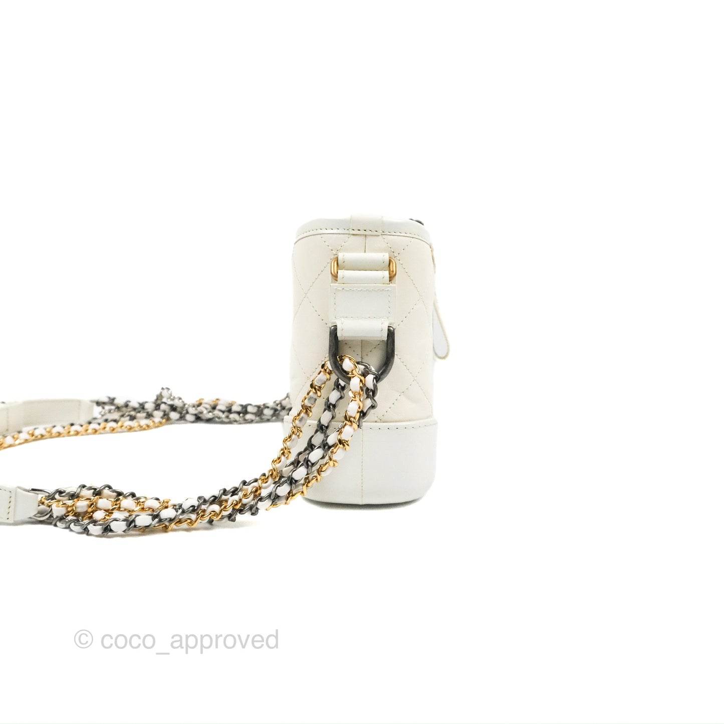 Chanel Quilted Small Gabrielle Hobo White Aged Calfskin Mixed Hardware