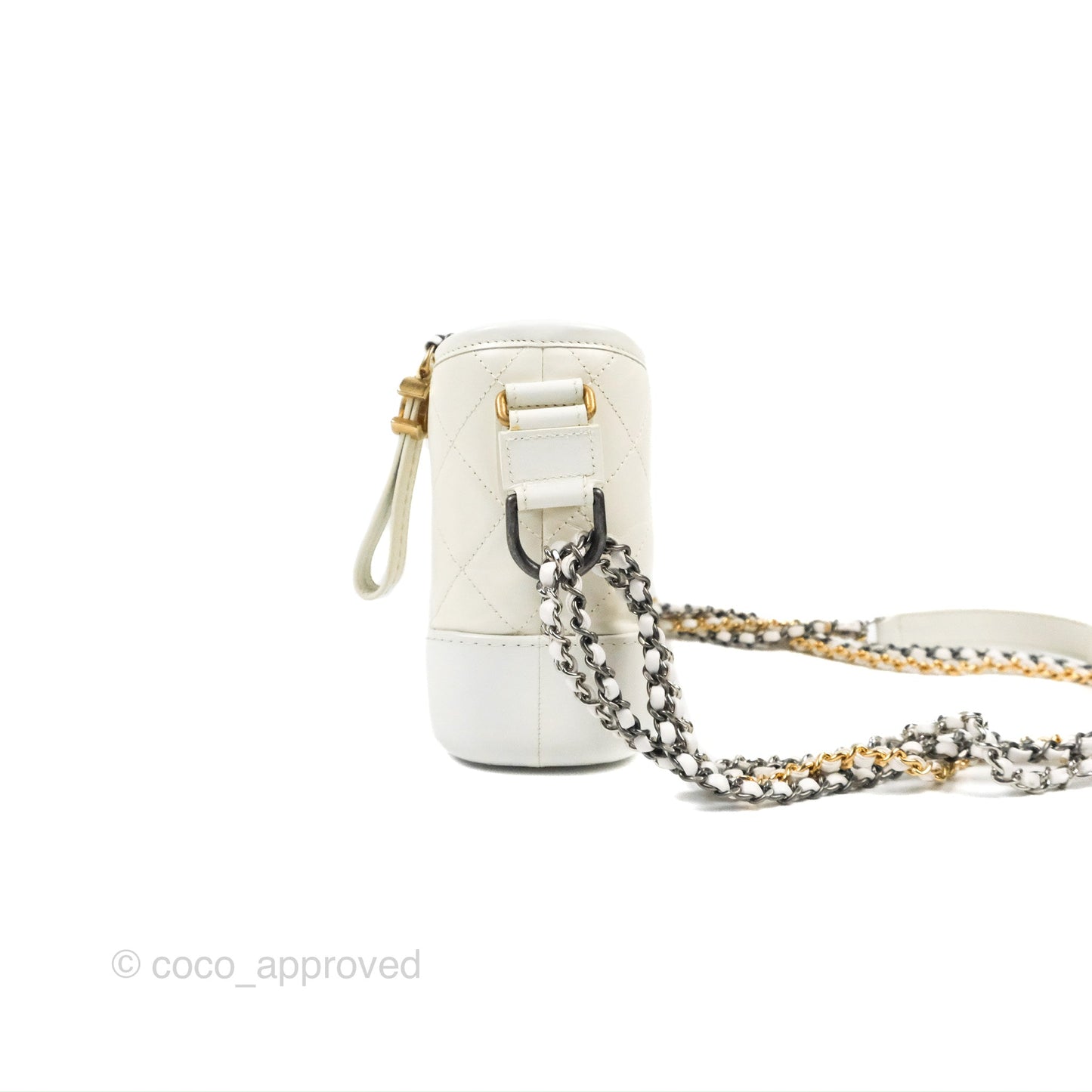 Chanel Quilted Small Gabrielle Hobo White Aged Calfskin Mixed Hardware