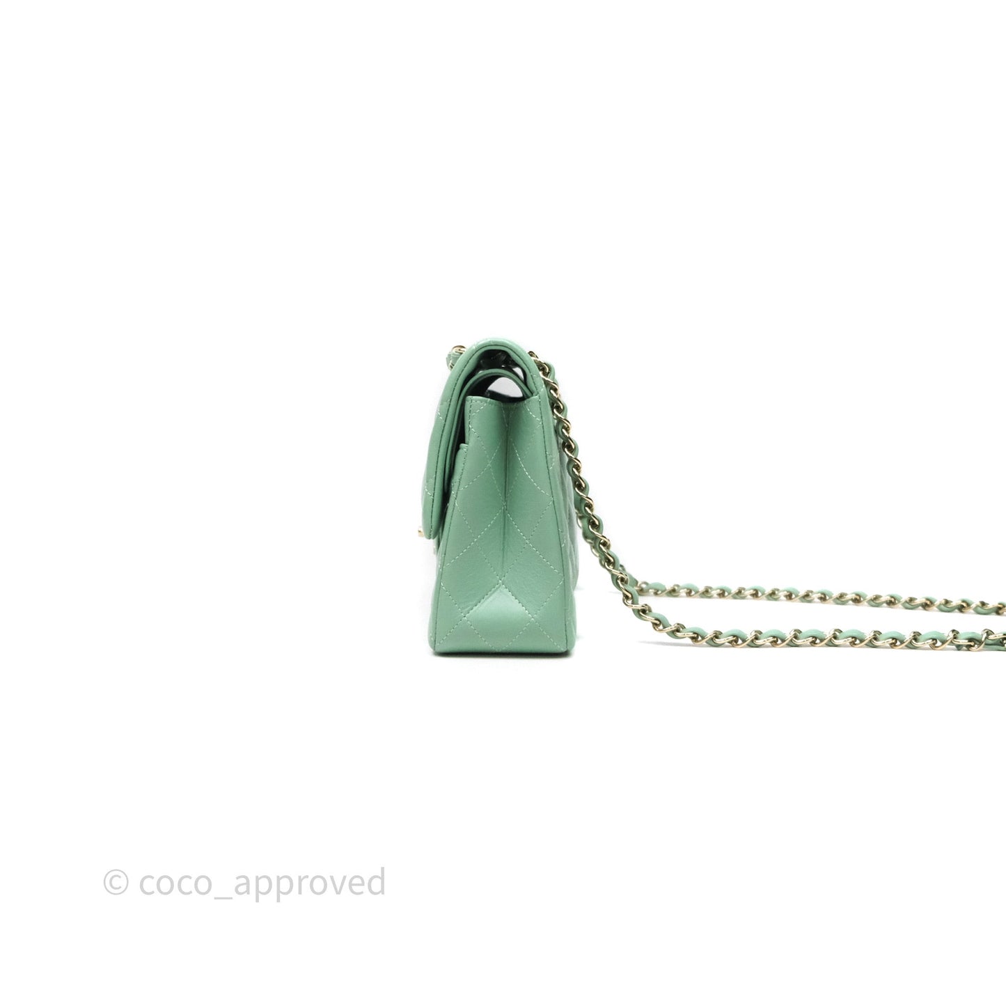 Chanel Small Classic Flap Quilted Mint Green Lambskin Gold Hardware